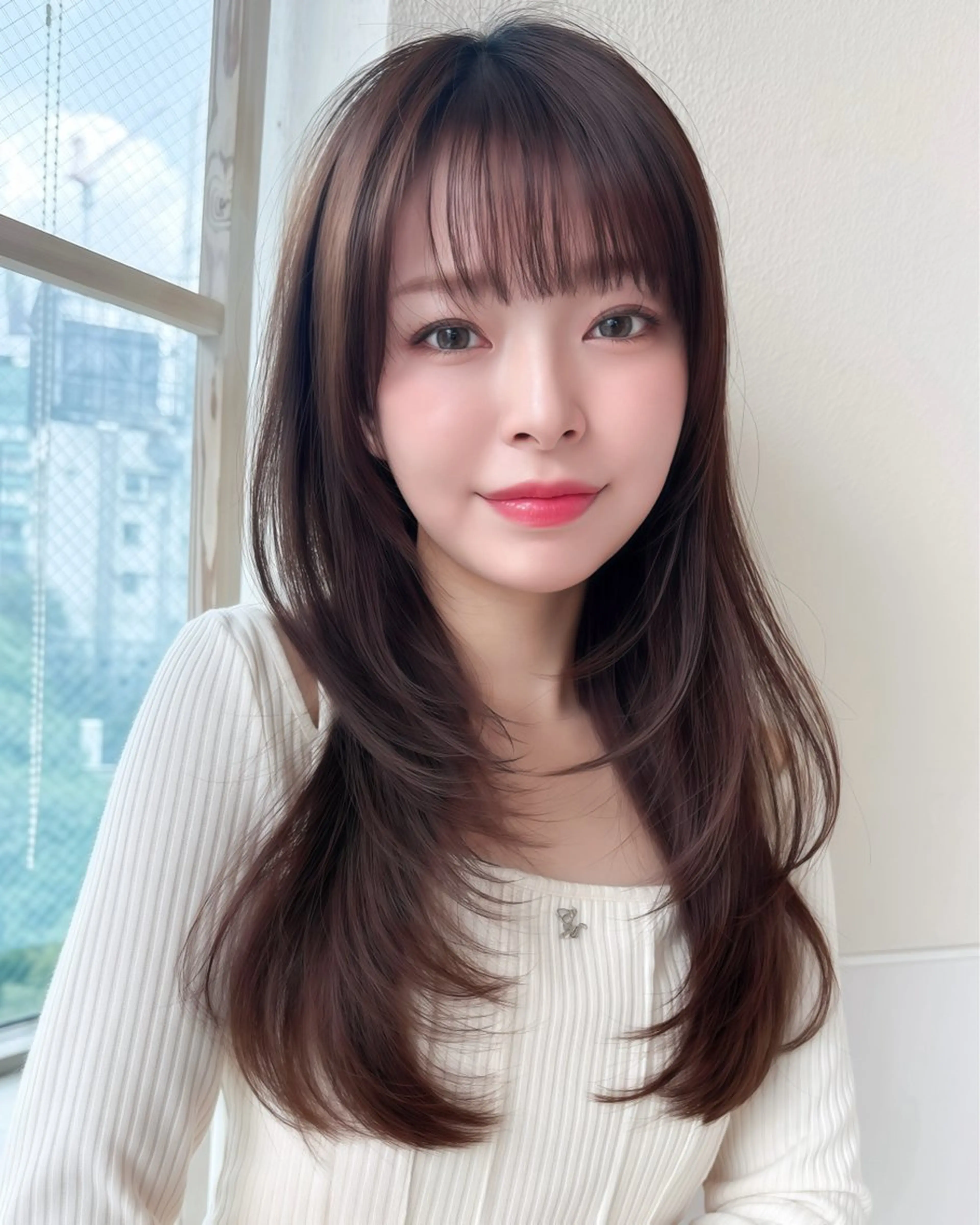 ロング カラー 透明感カラー 顔周りカット レイヤーカット 似合わせカット 顔周り/透明感カラー /似合わせ/難波雄雅のヘアスタイル