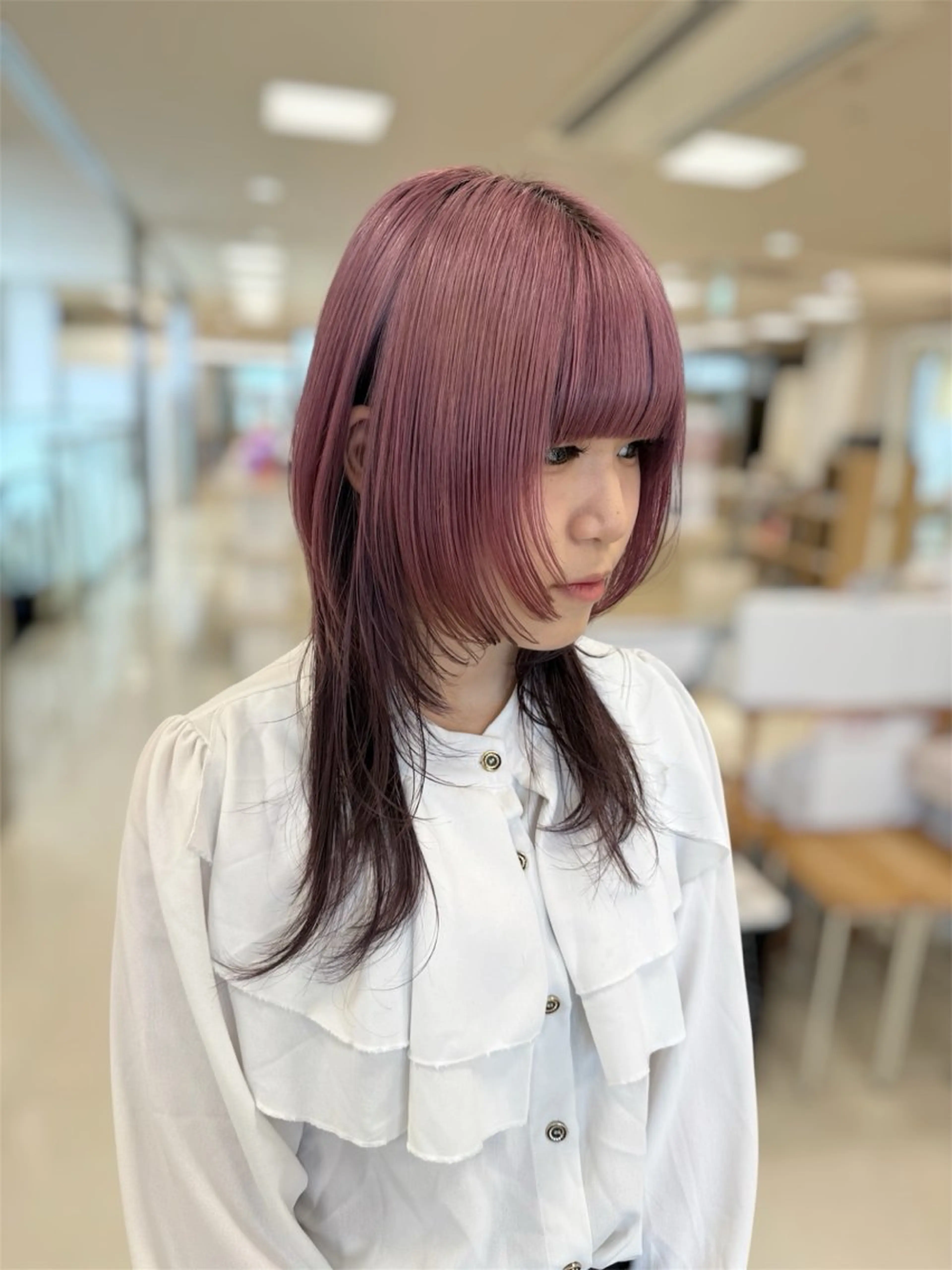 セミロング カラー ヘアアレンジ 🍒KIKUCHI KANAE🍒のヘアスタイル