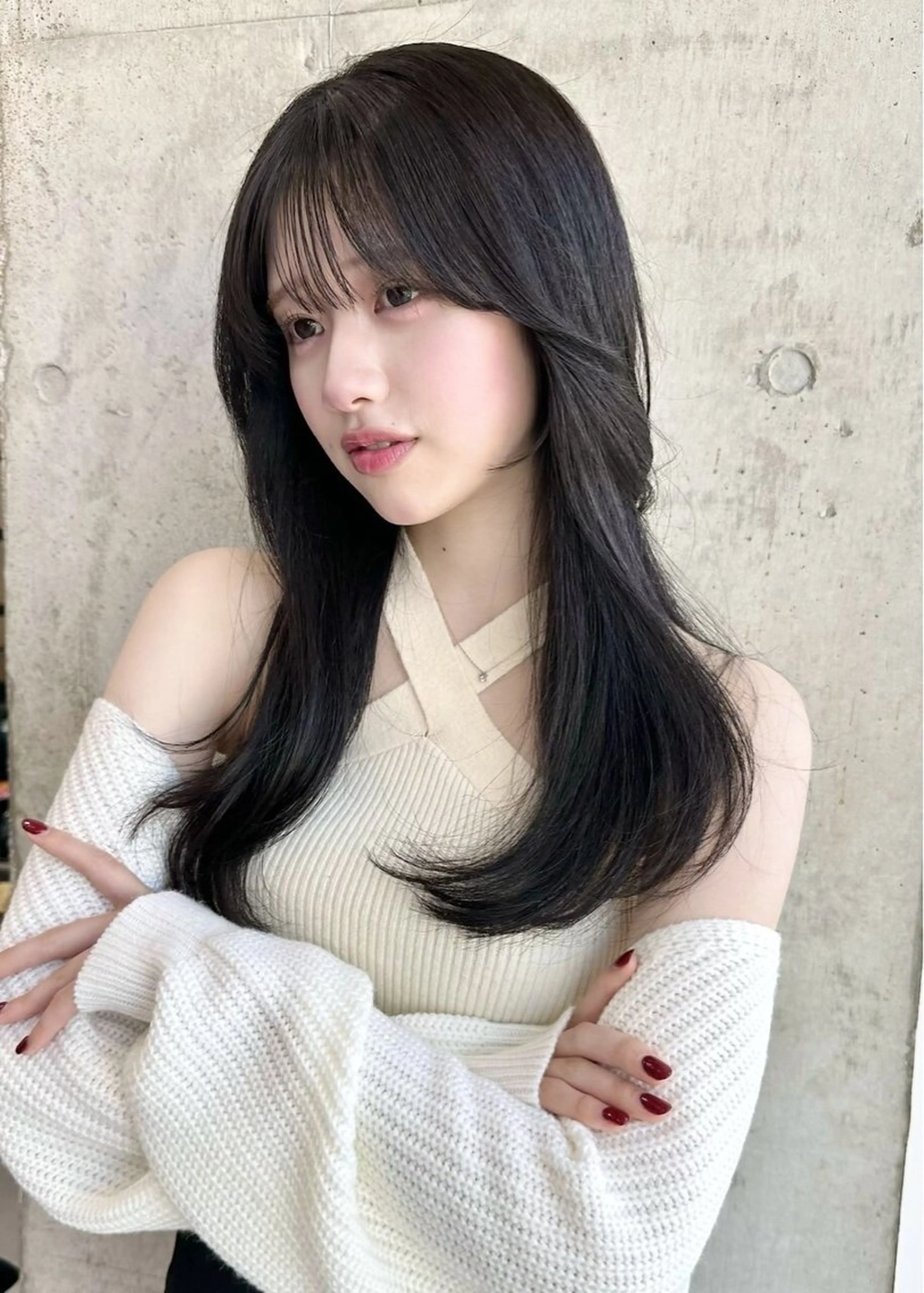 セミロング 韓国風ヘア レイヤーカット カット ヘアカラー トリートメント ✨透明感カラー 恵比寿HAYATO✨のヘアスタイル