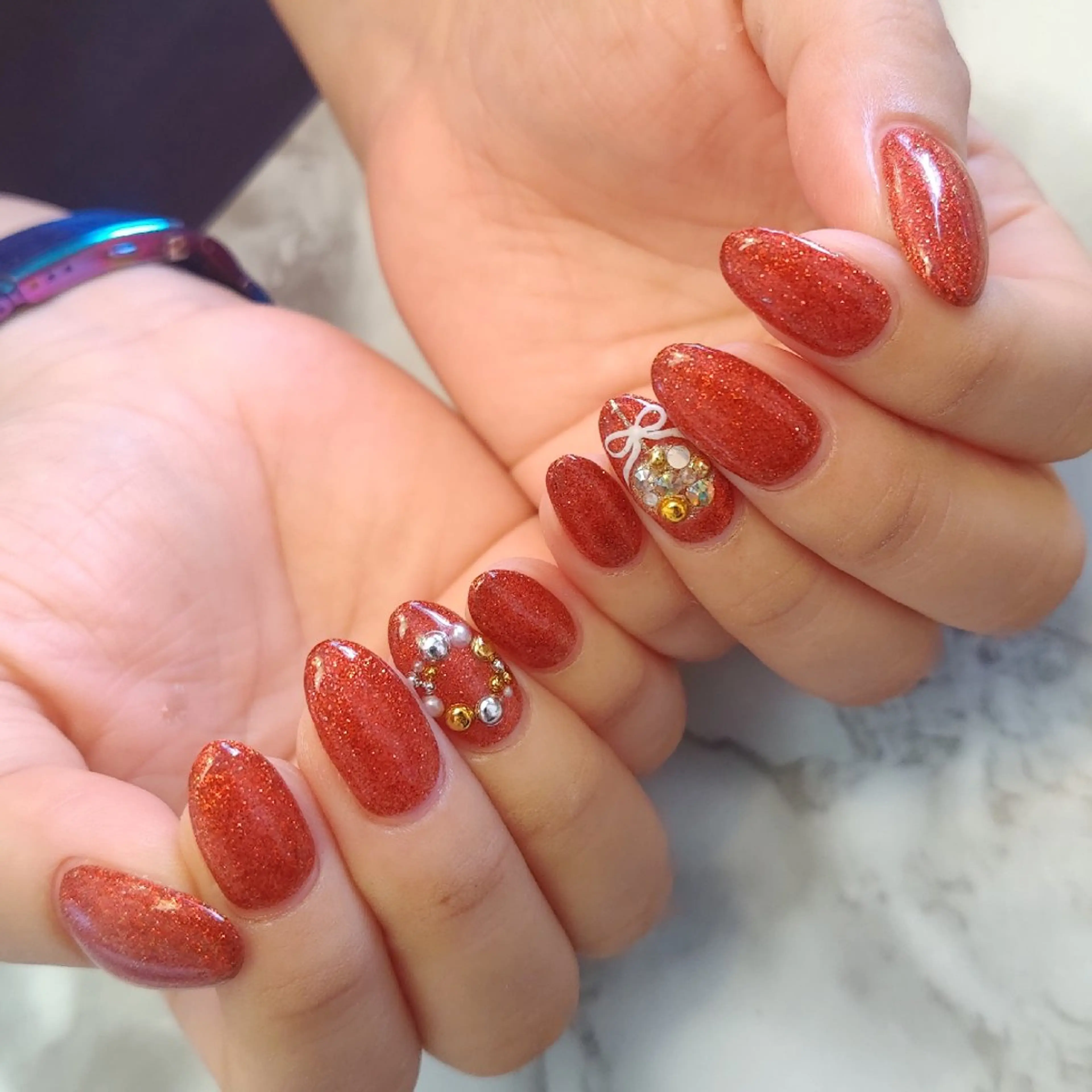 ネイル 冬ネイル クリスマス ジェヌインネイル 河内のネイルデザイン