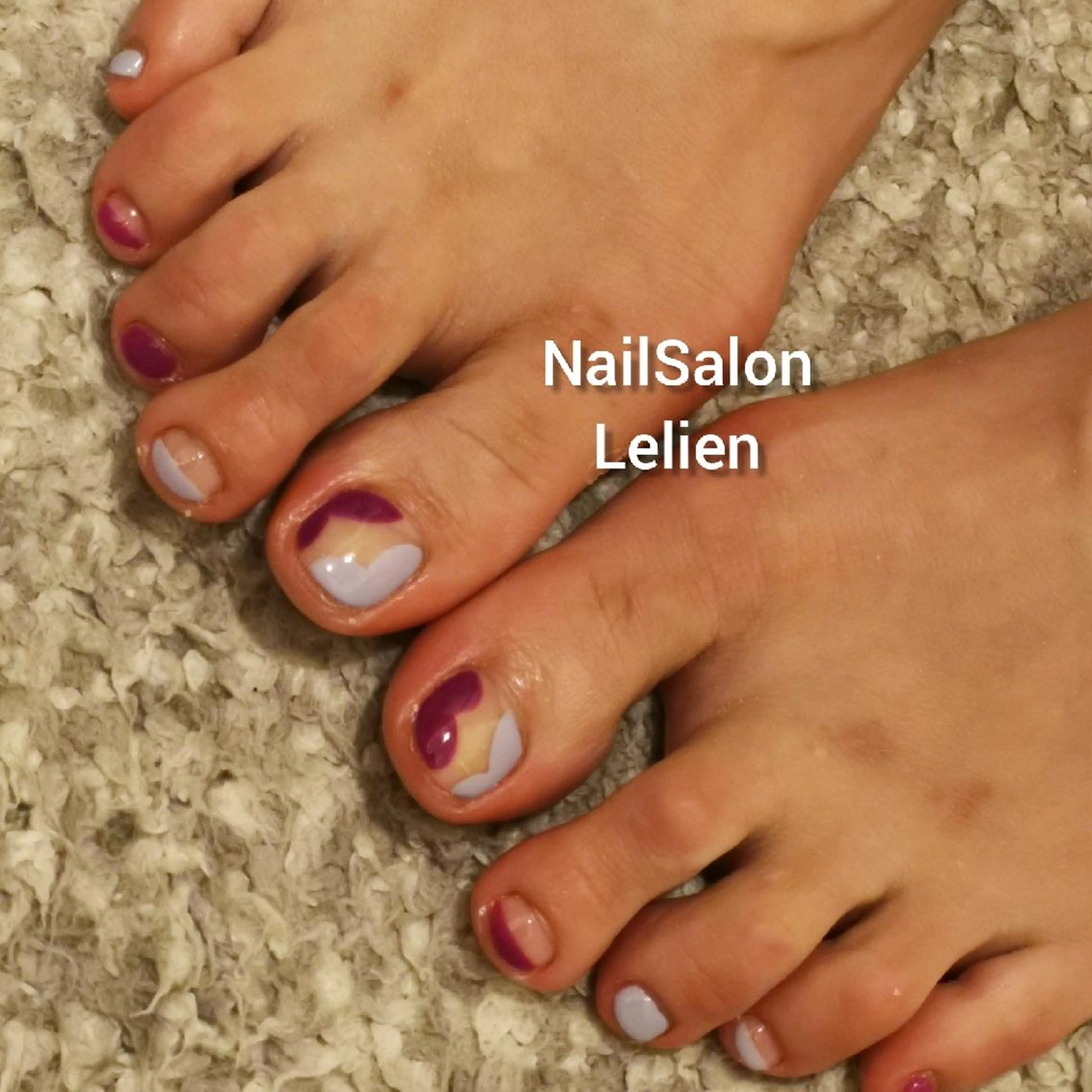 ネイル ブルー パープル フットネイル 人気エリア💖完全個室【ルリエ】所属・ネイルサロン Lelienルリエのネイルデザイン