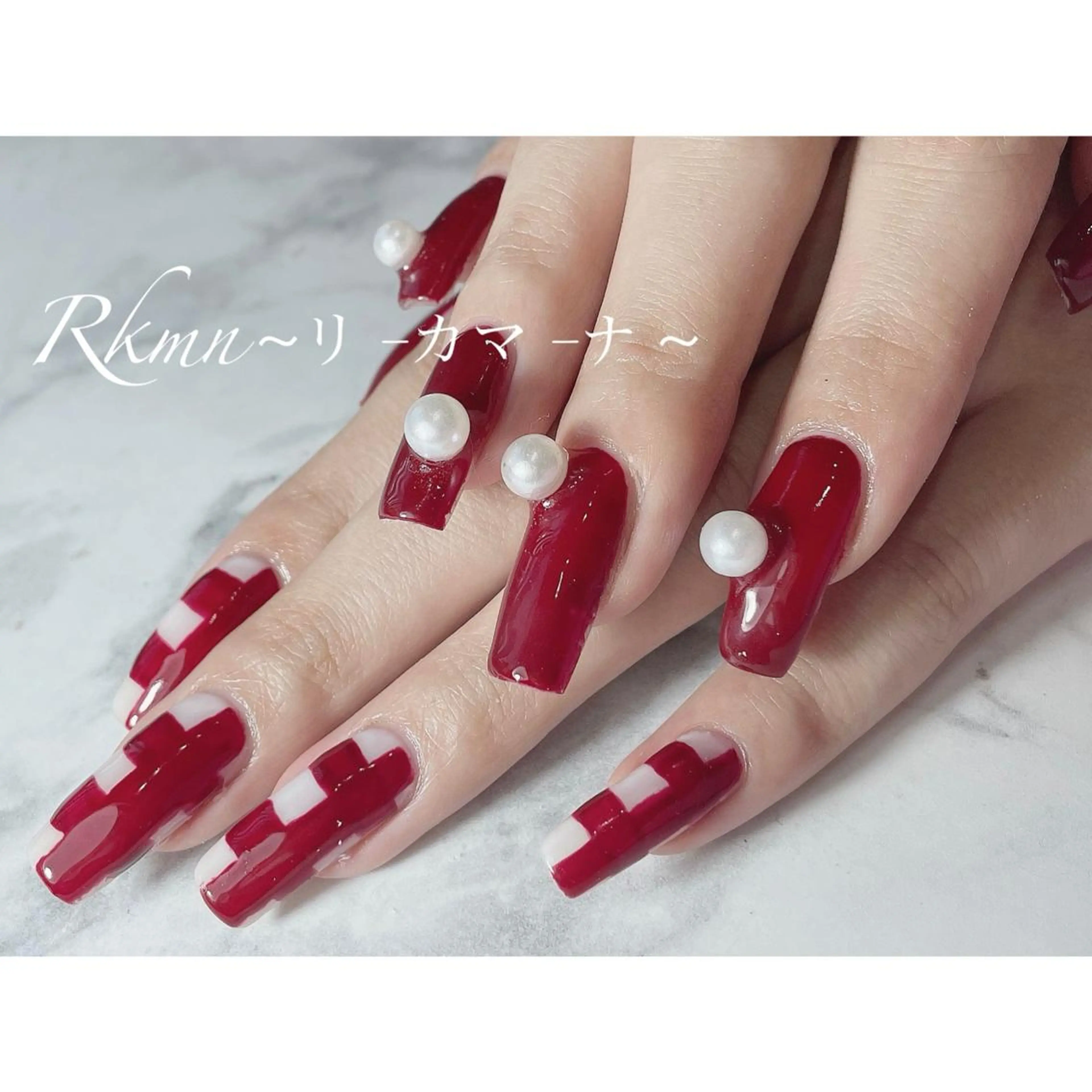 ネイル アートネイル ボルドー 春ネイル ハンドネイル フットネイル ハンドケア Rkmn ~リ-カマ-ナ~のネイルデザイン