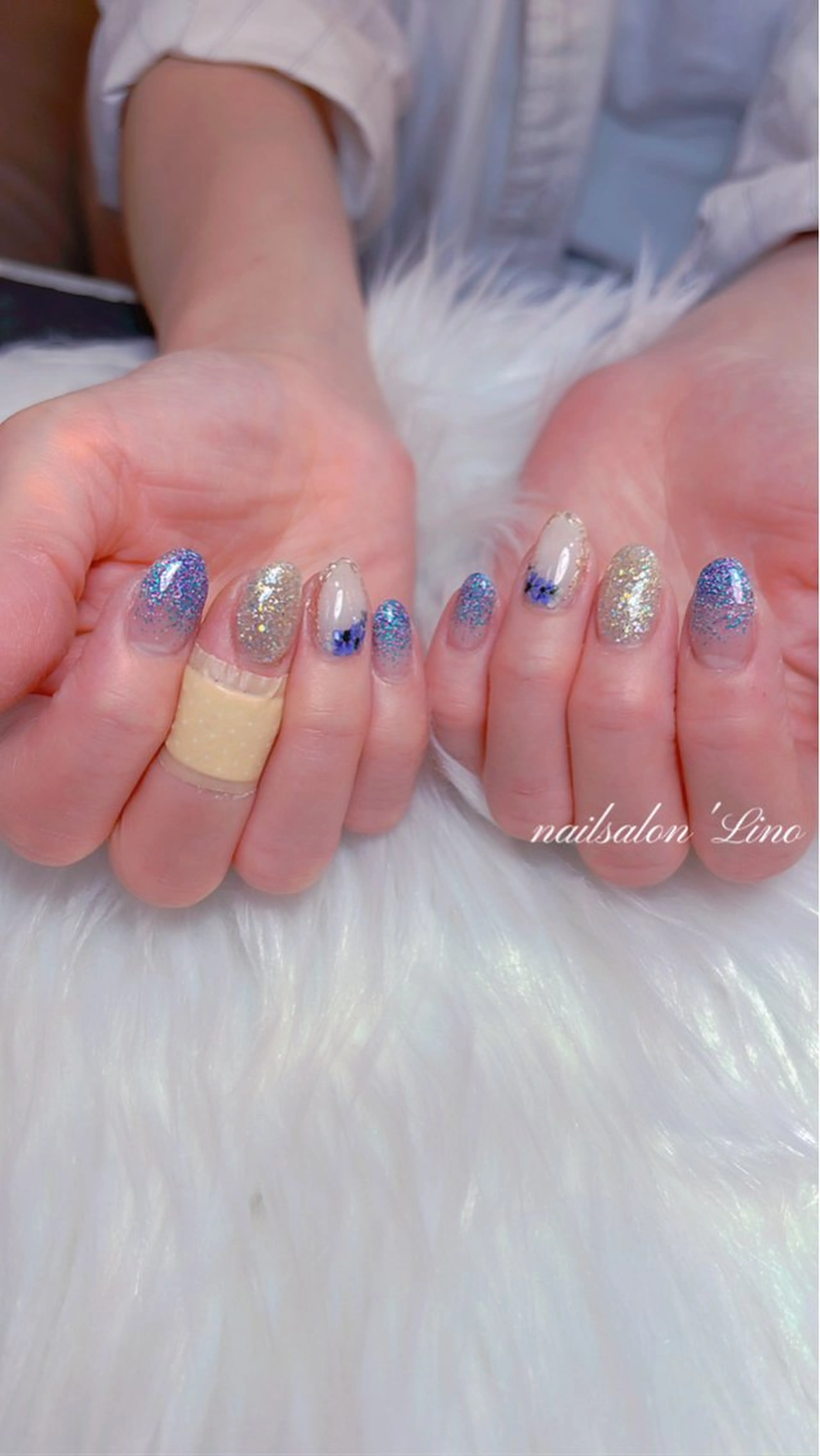 ネイル ブルー ジェルネイル ハンドネイル Lino𓂃⟡.· Chizuruのネイルデザイン