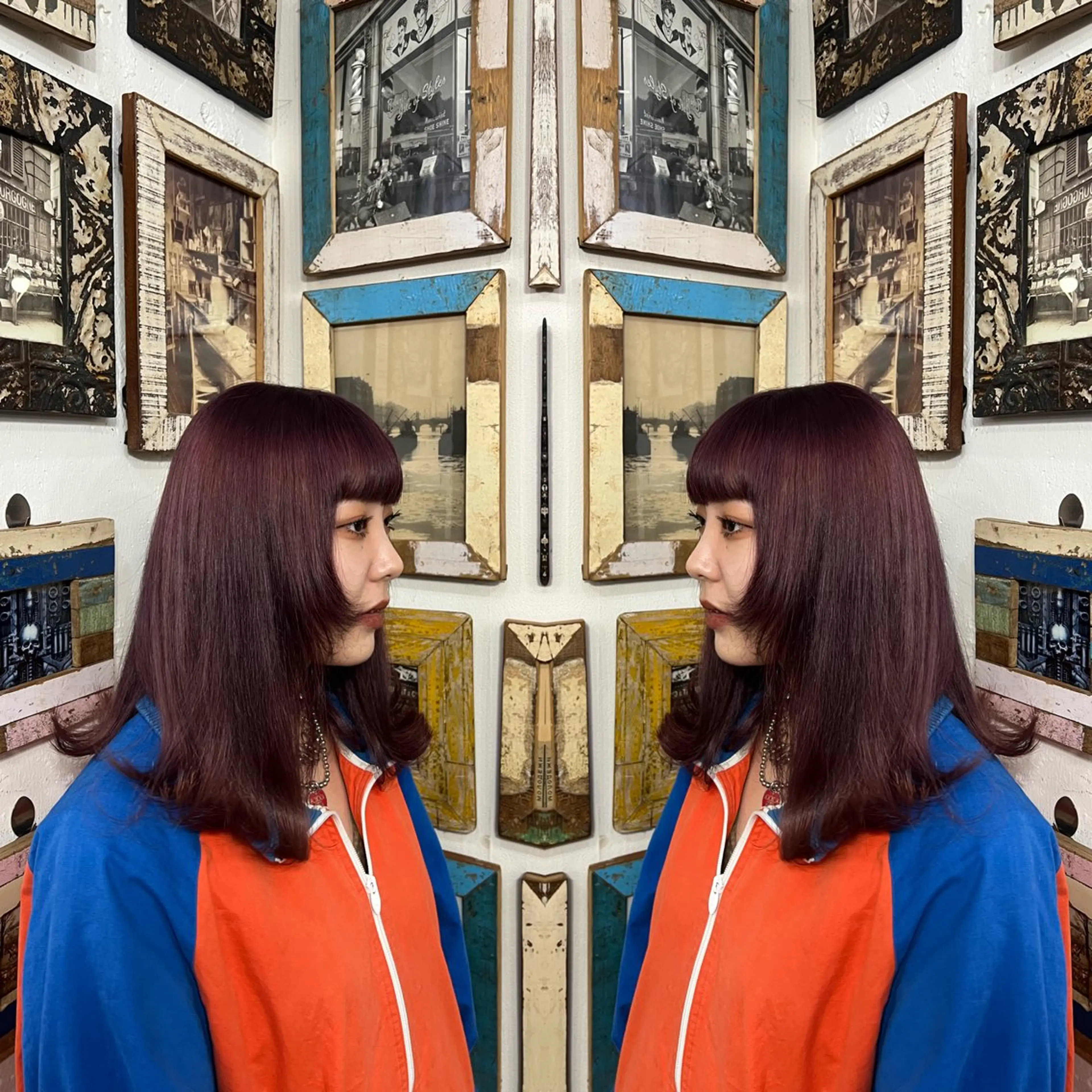 セミロング カラー レイヤー/ボブ/ ミニボブ/AOIのヘアスタイル