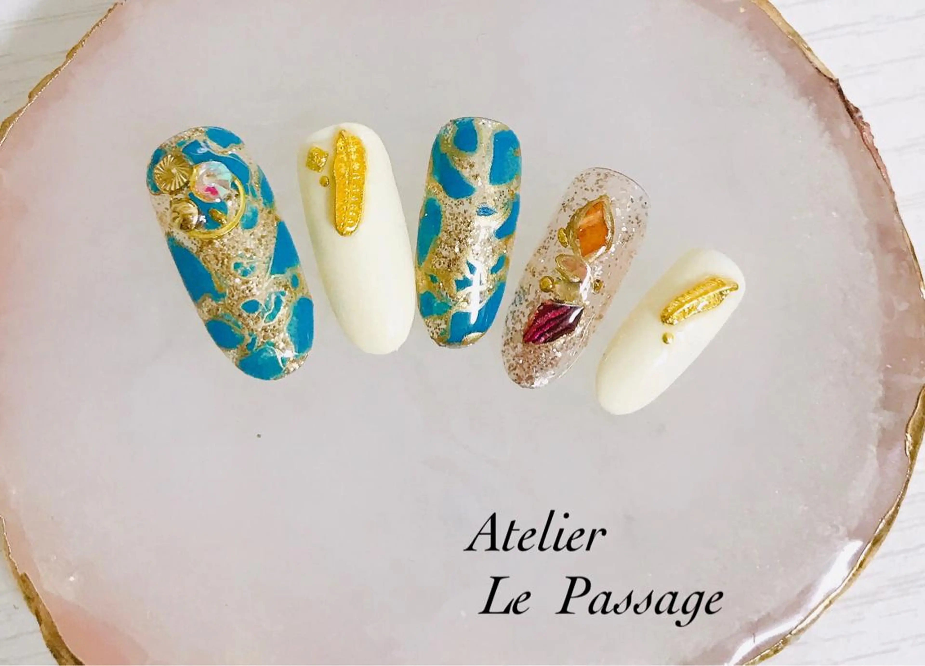 ネイル ジェルネイル キラキラネイル 大理石ネイル(マーブル) ニュアンスネイル パラジェル Atelier Le Passage所属・h nakatsukaのネイルデザイン