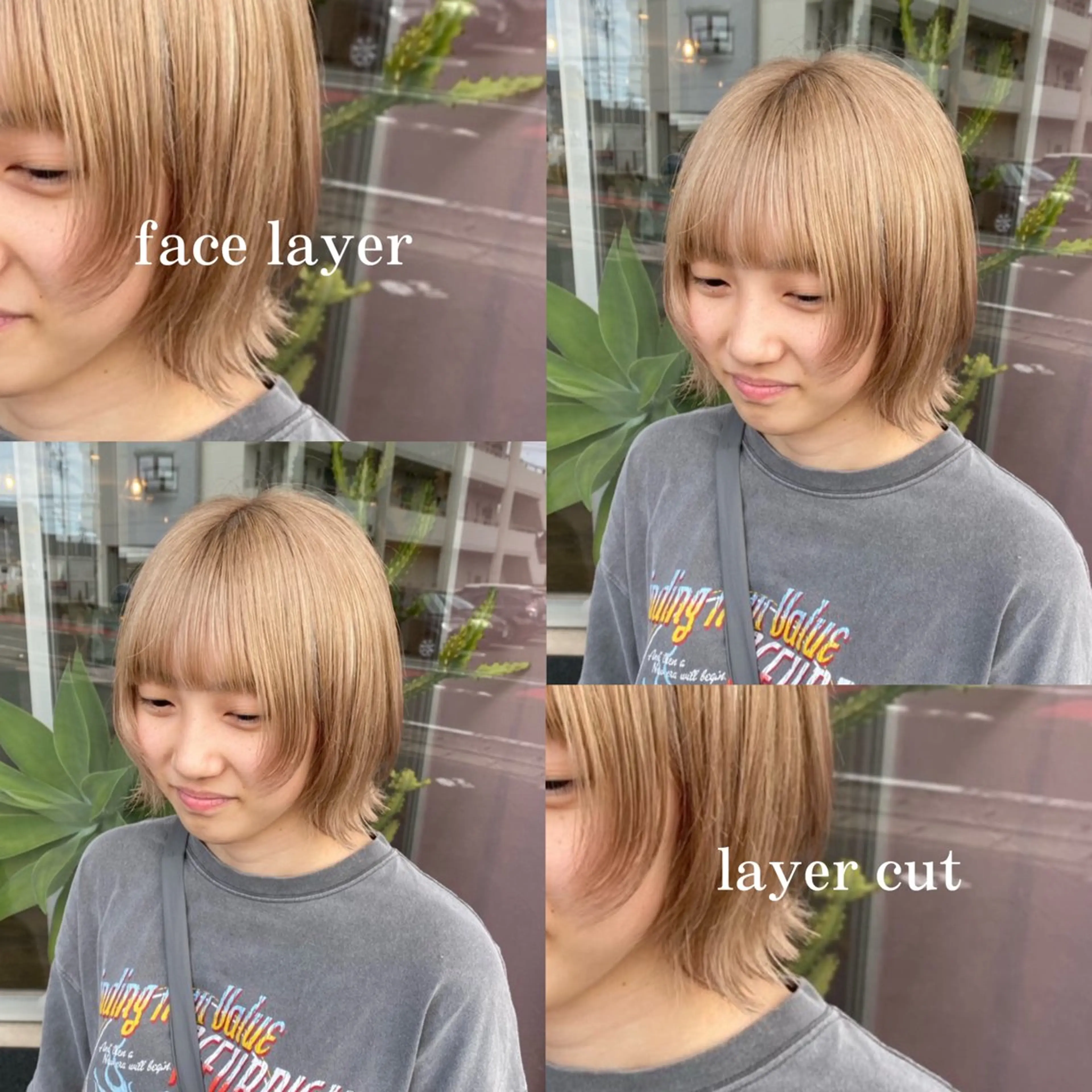 ショート カラー 顔まわりレイヤー 顔周りカット レイヤーカット カット 透明感/ダブル カラー🧸こころのヘアスタイル