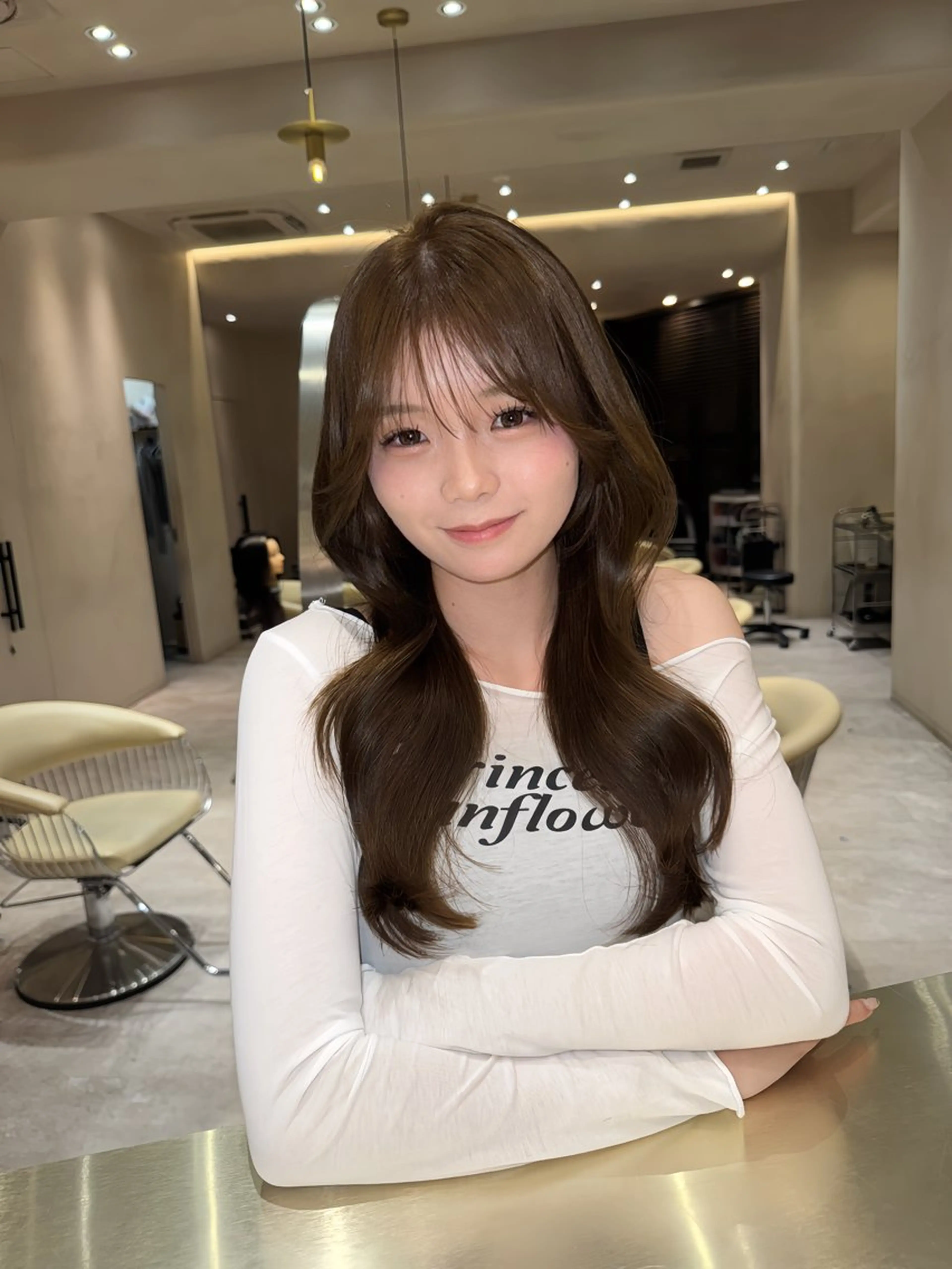 セミロング カット ヘアカラー トリートメント 韓国ヘア/ベージュ カラー/髪質改善/涼のヘアスタイル