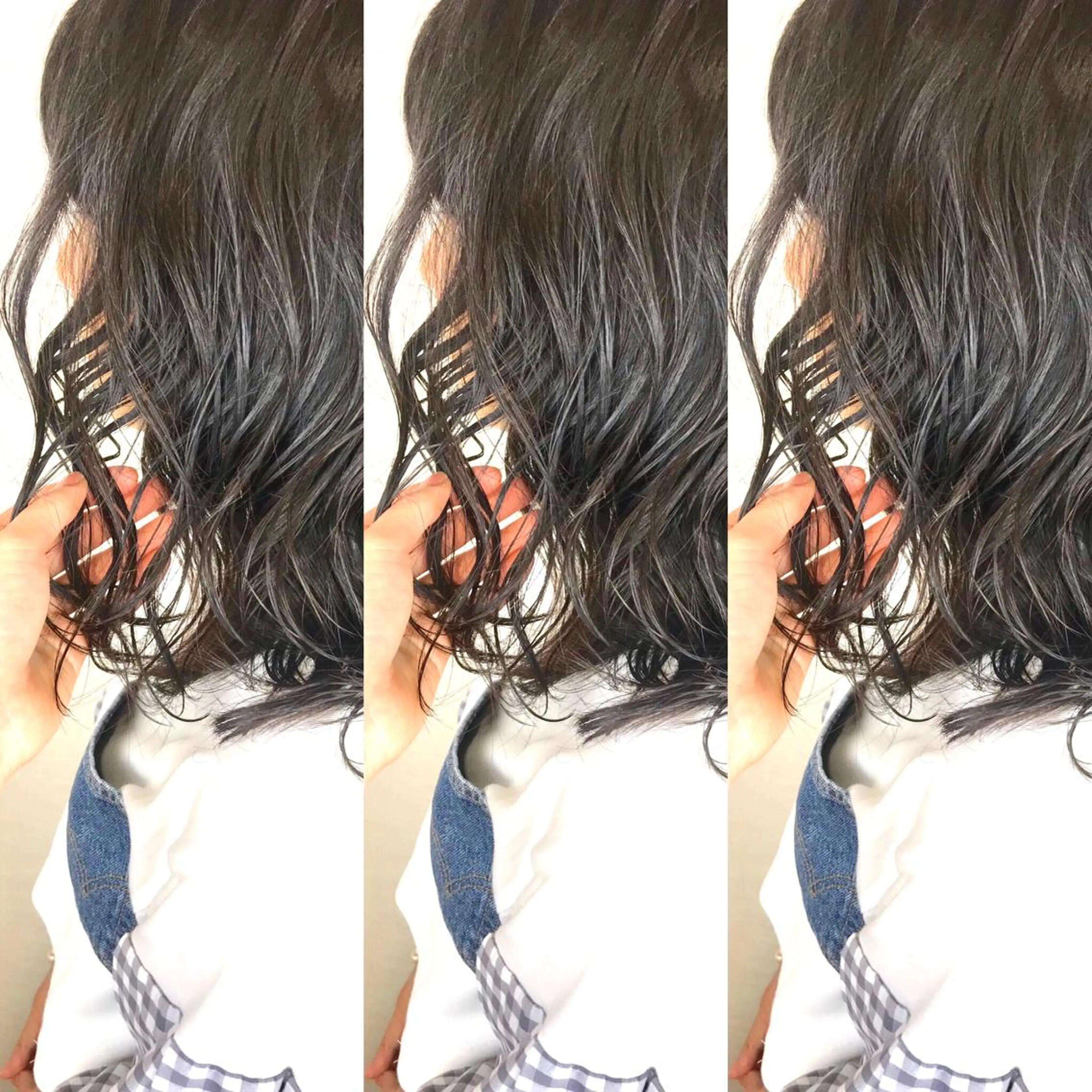 ミディアム パーマ 韓国レイヤーカット/ ダブルカラーのヘアスタイル