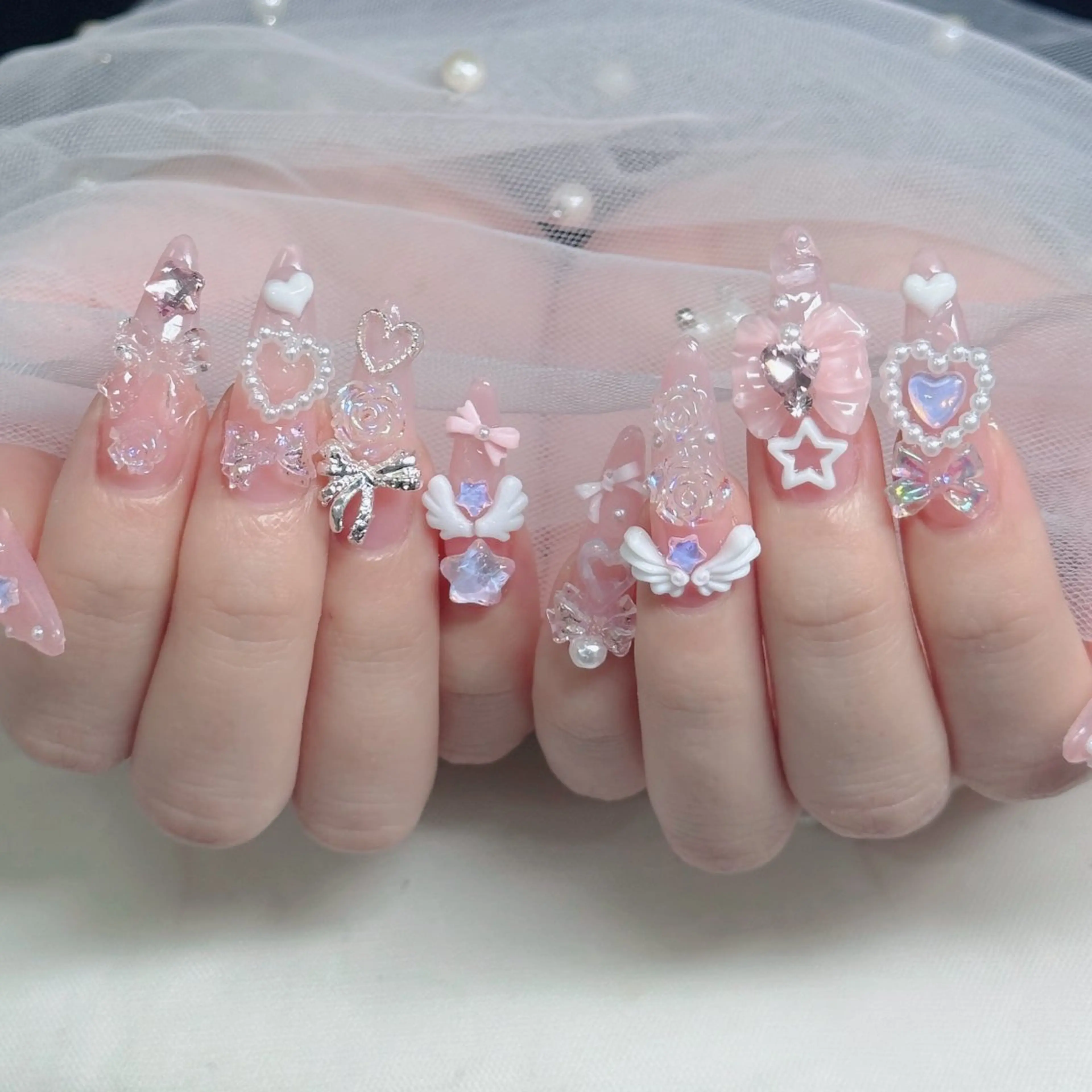 ネイル フットネイル フレンチネイル グラデーション 韓国ネイル ロングネイル ハンドネイル Hani Nail Salonのネイルデザイン