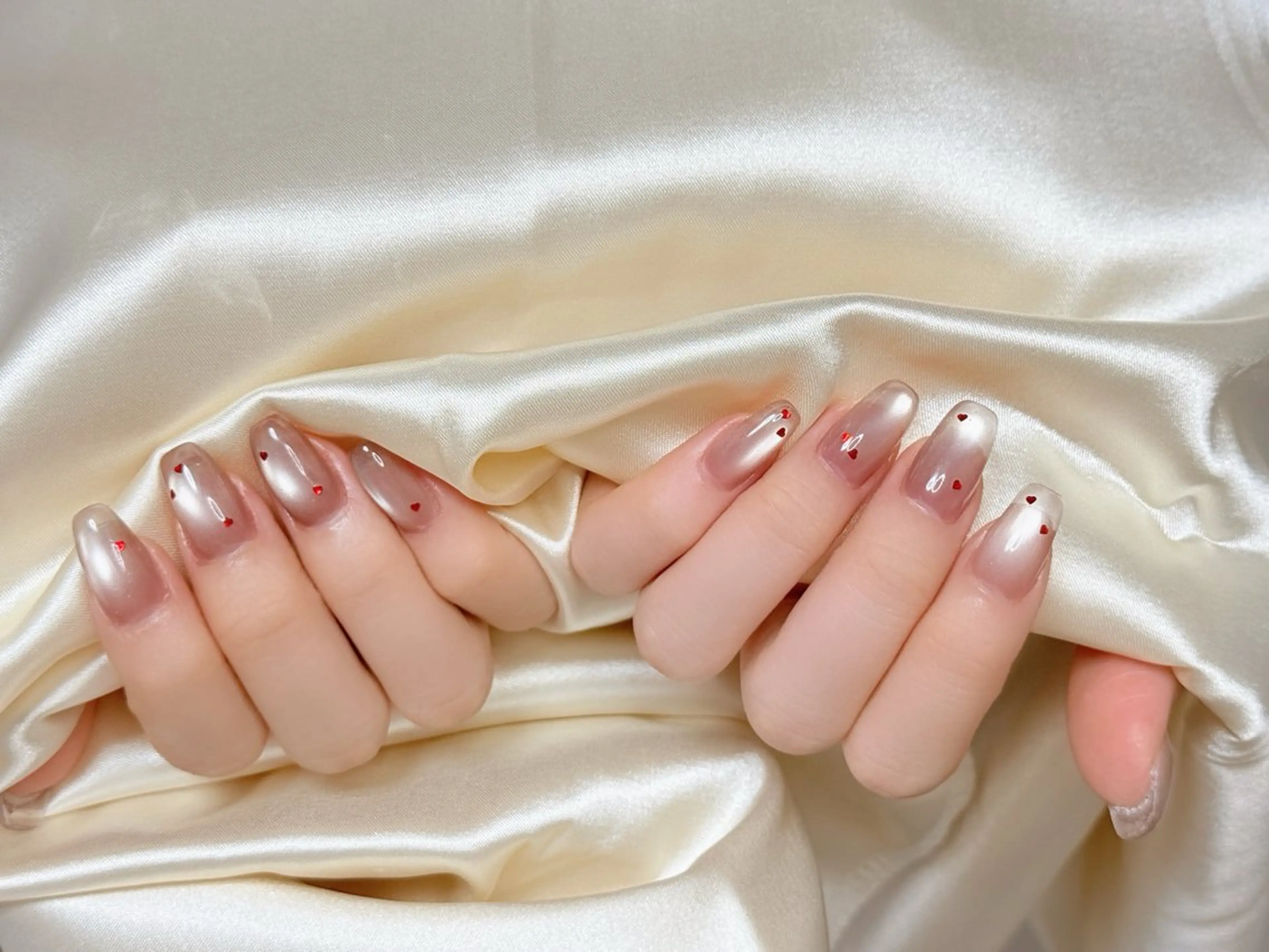 ネイル アートネイル オーロラネイル チークネイル フレンチネイル ガラスフレンチ ハンドネイル 🎀🎀YooLi Nail Salonのネイルデザイン