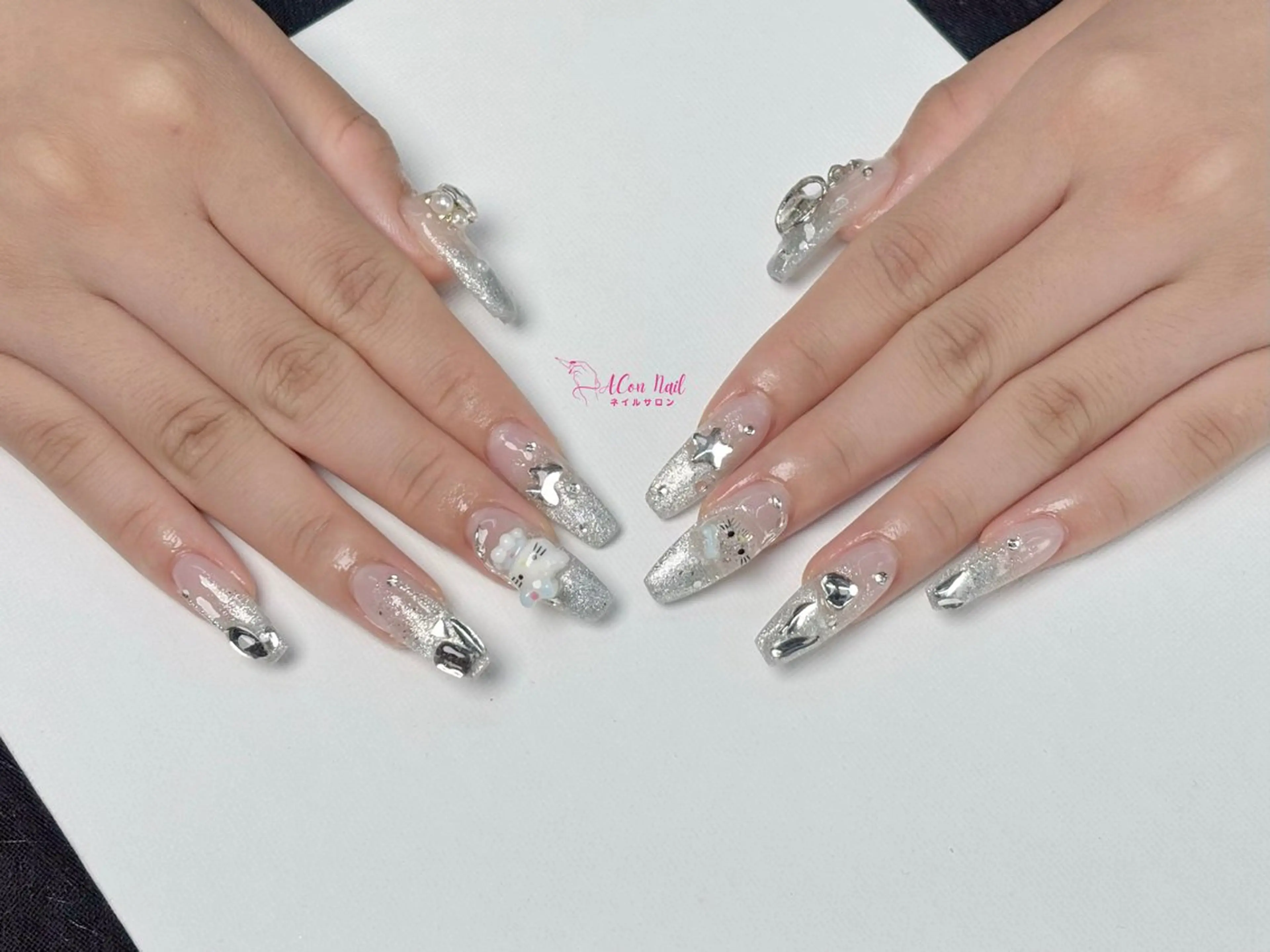 ネイル 桜ネイル 長さ出し フラワーネイル フレンチネイル ジェルネイル ハンドネイル AConNailSalon所属・ACon NailSalonのネイルデザイン