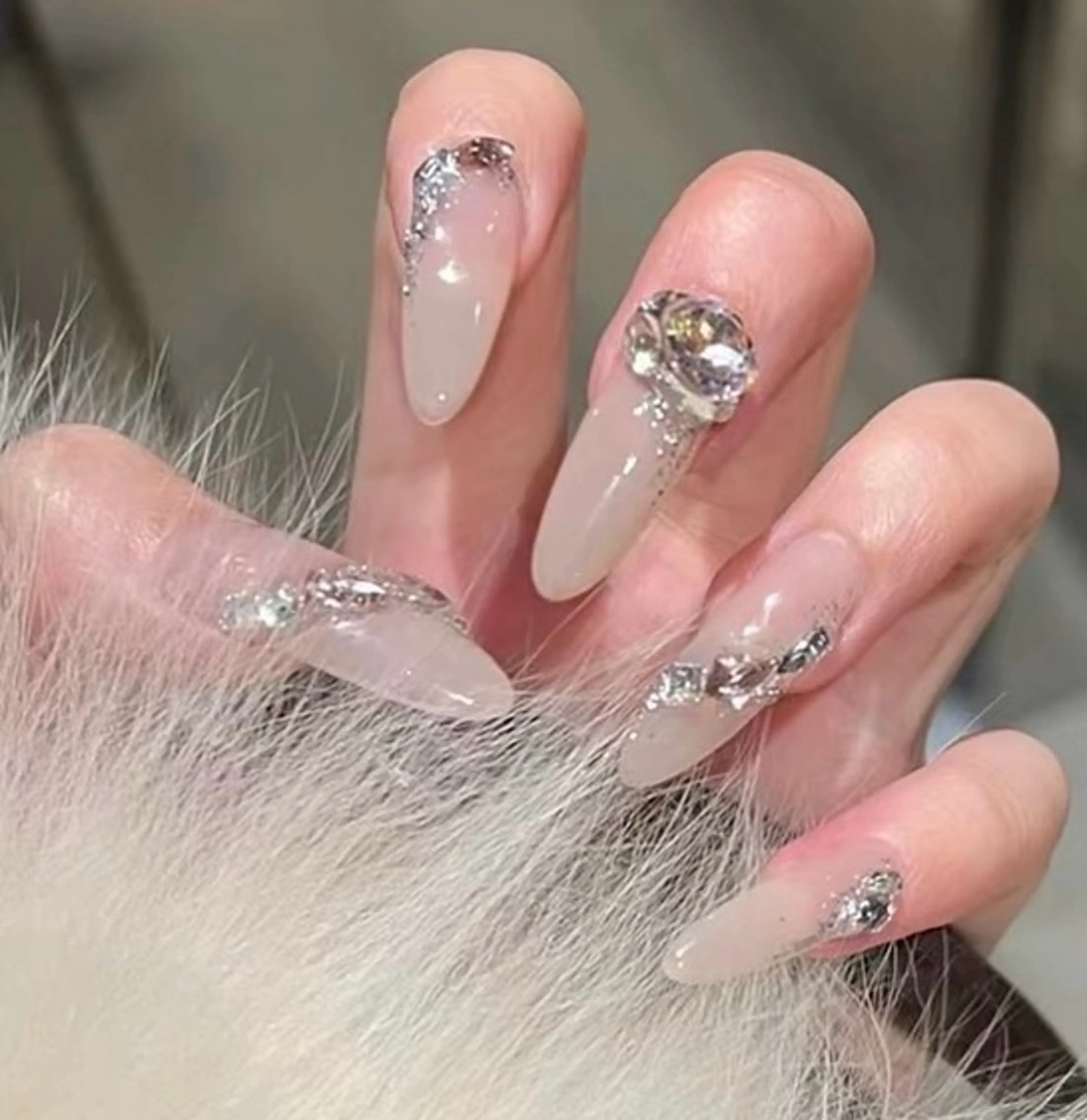 ネイル チークネイル 長さ出し フレンチネイル ガーリー 韓国ネイル sun nail池袋 モデル募集のネイルデザイン