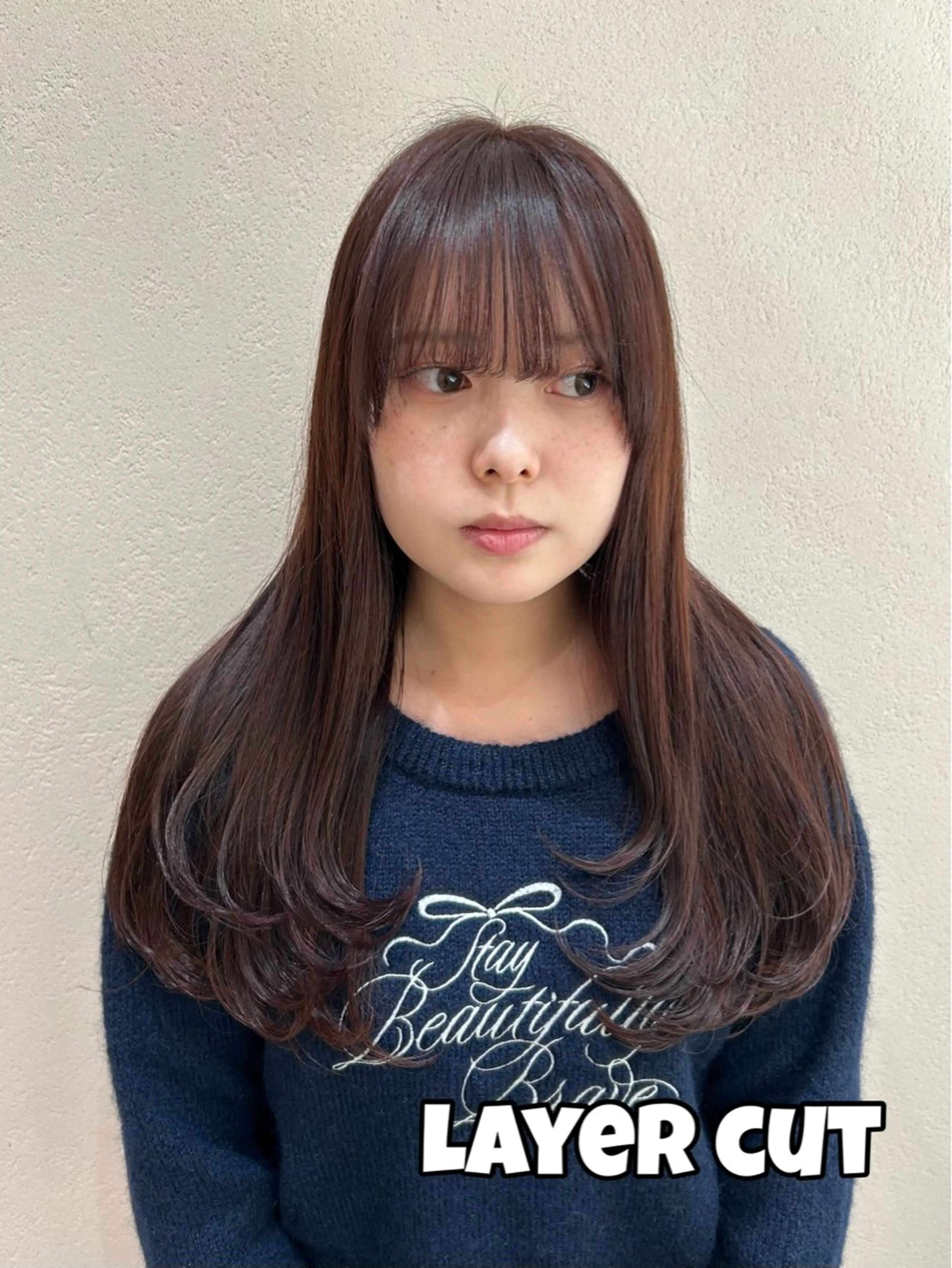 ロング カラー 髪質改善 韓国風ヘア レイヤーカット 似合わせカット 小顔カット カット トリートメント レイヤーカット☆顔ま わりカット*田村りおのヘアスタイル