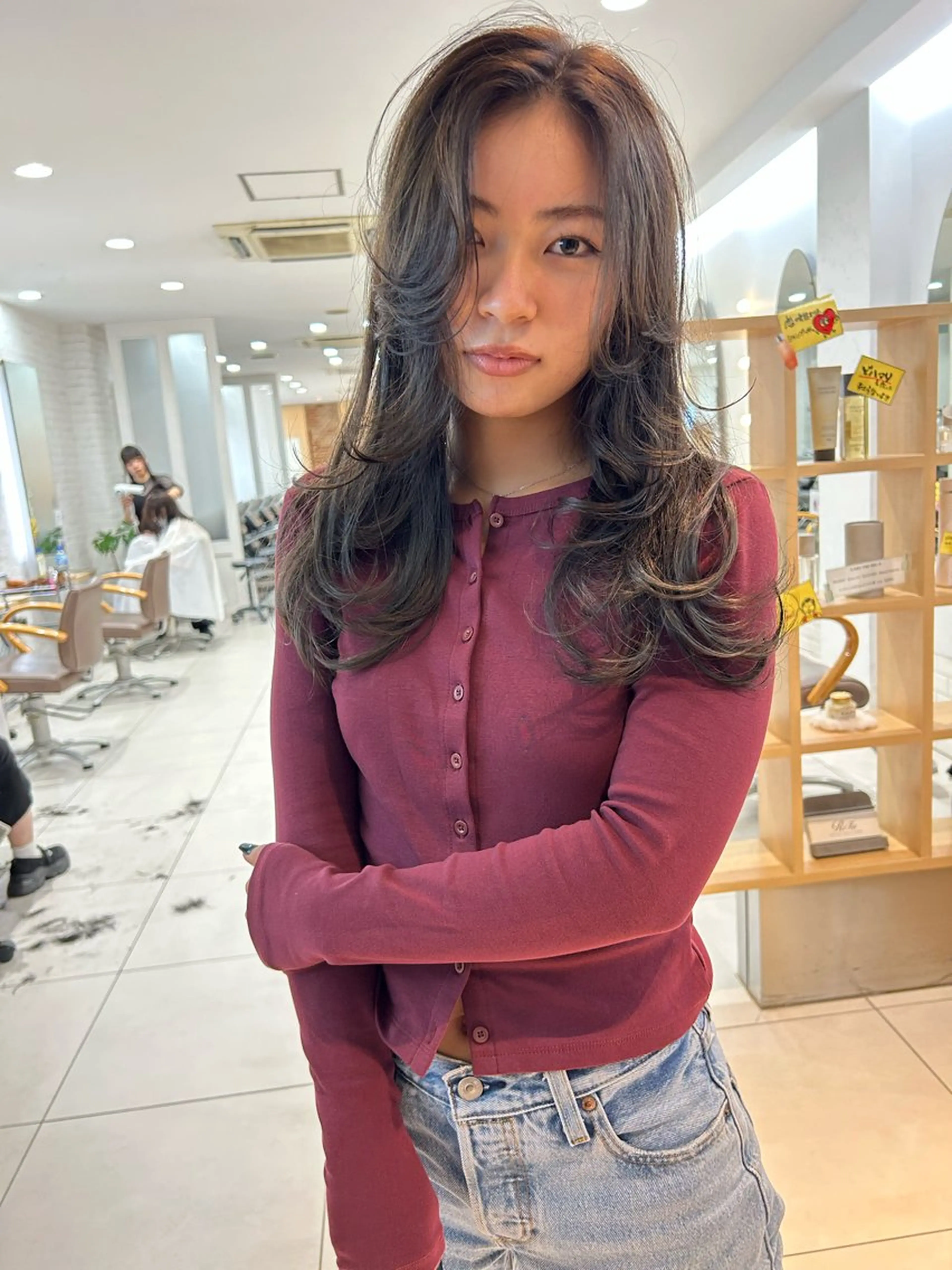 ロング カラー オリーブカラー レイヤーカット 🍀透明感抜群🍀/ ハイトーンカラーのヘアスタイル