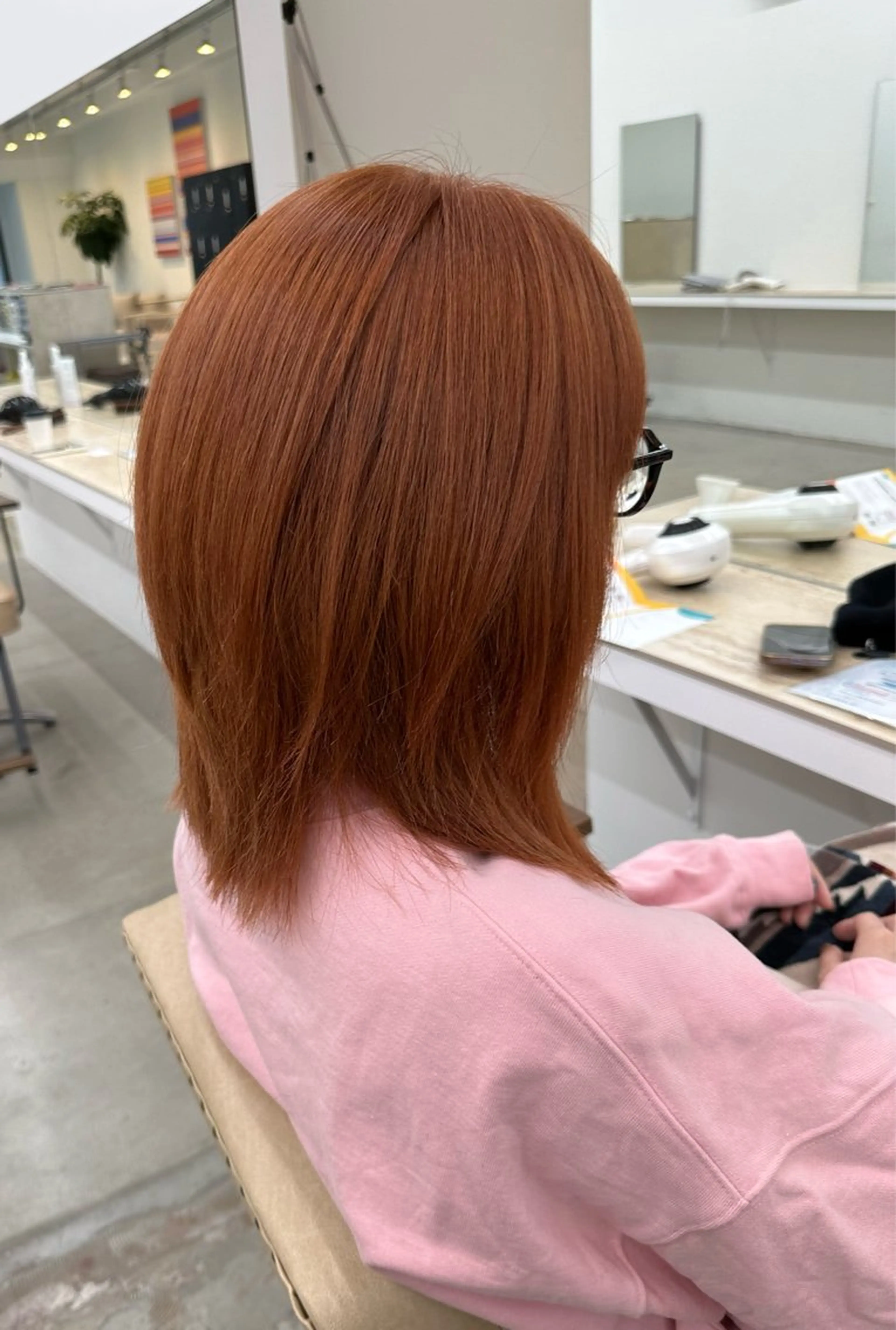 ミディアム カラー ベージュカラー ブリーチ 透明感カラー オレンジ オレンジベージュ ヘアカラー ブリーチカラー🦋‪ 田中さくらのヘアスタイル