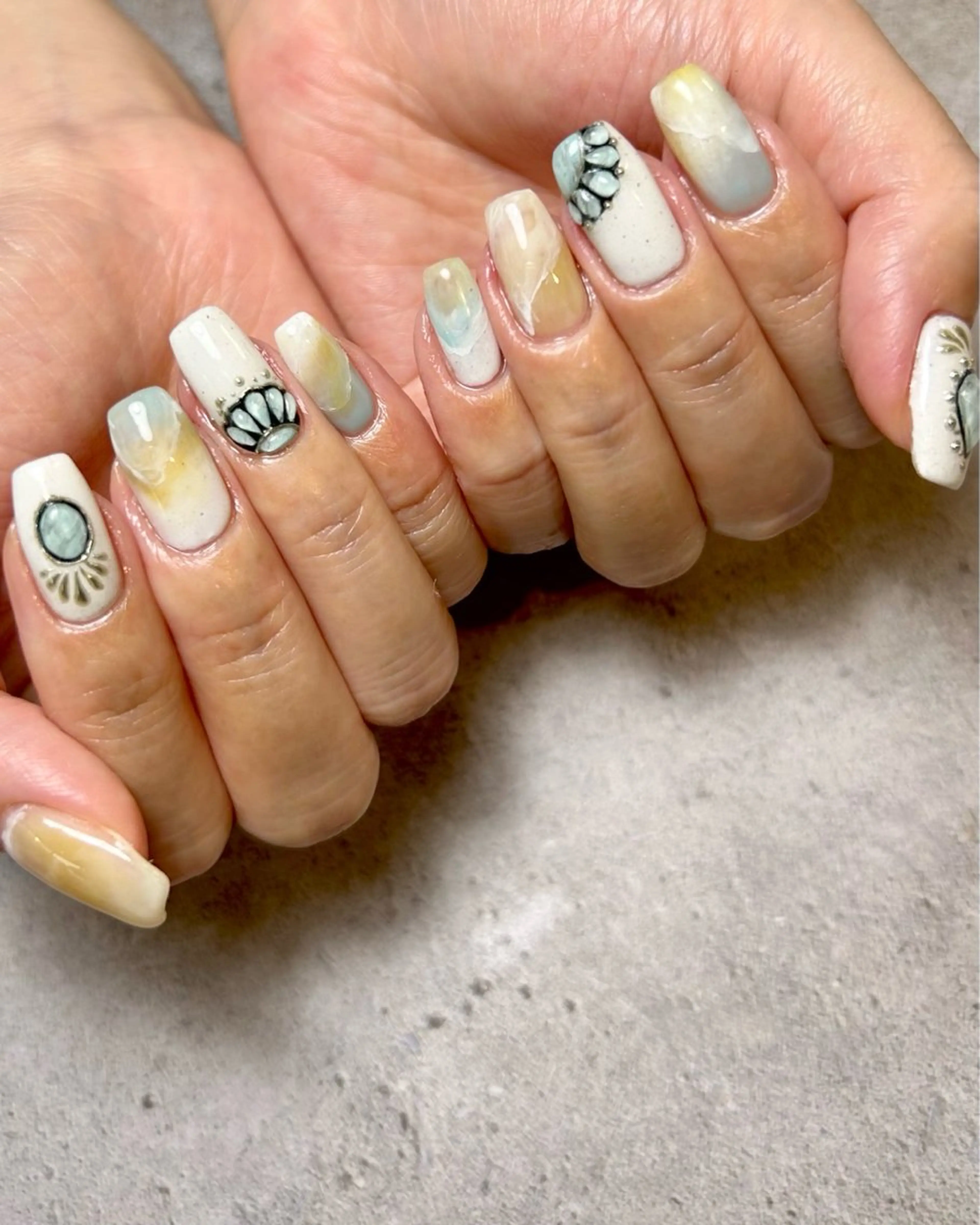 ネイル 大理石ネイル(マーブル) 持ち込み ハンドネイル Reflection marikoのネイルデザイン