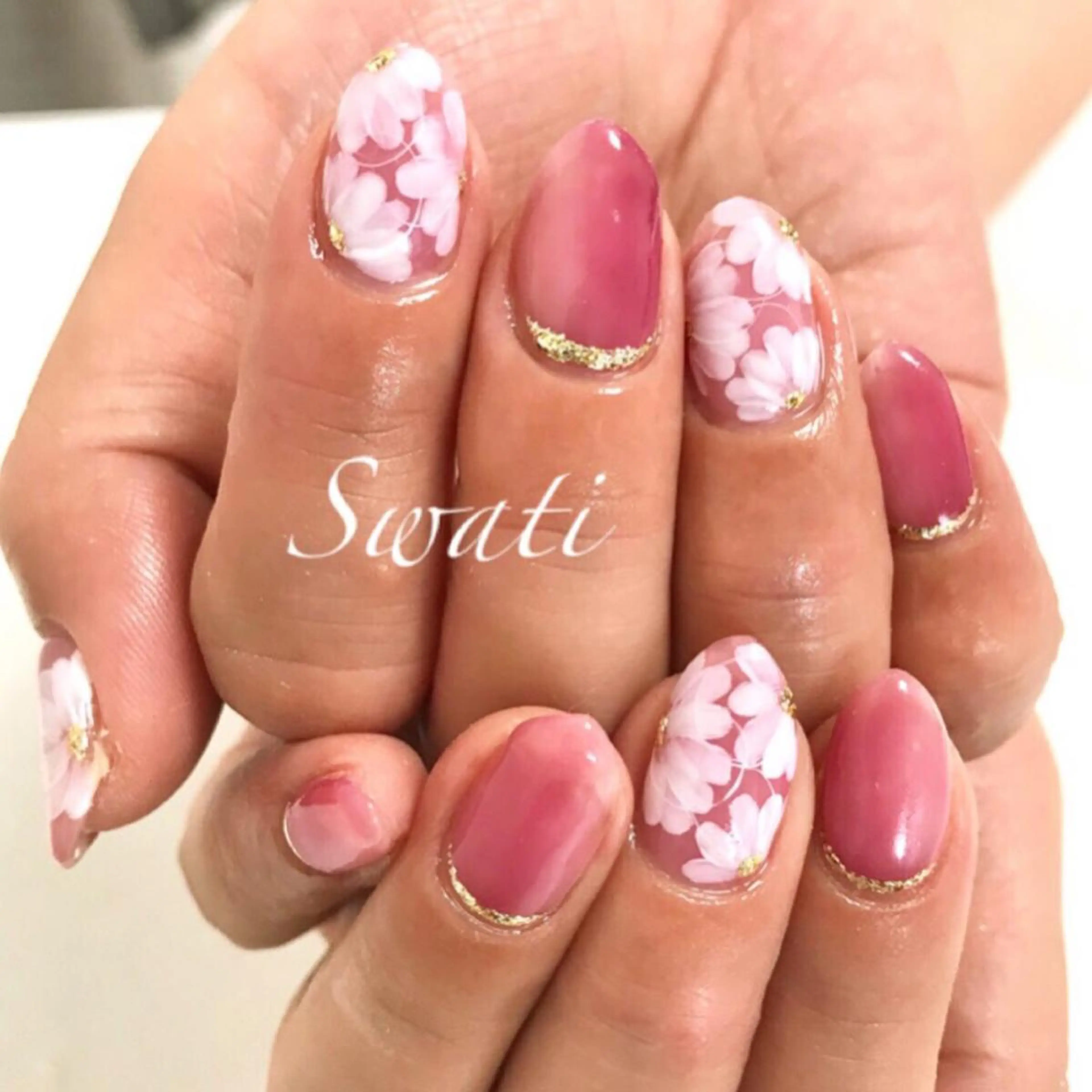 ネイル アートネイル フラワーネイル オフィスネイル シンプルネイル 春ネイル yuko (ネイリスト)のネイルデザイン