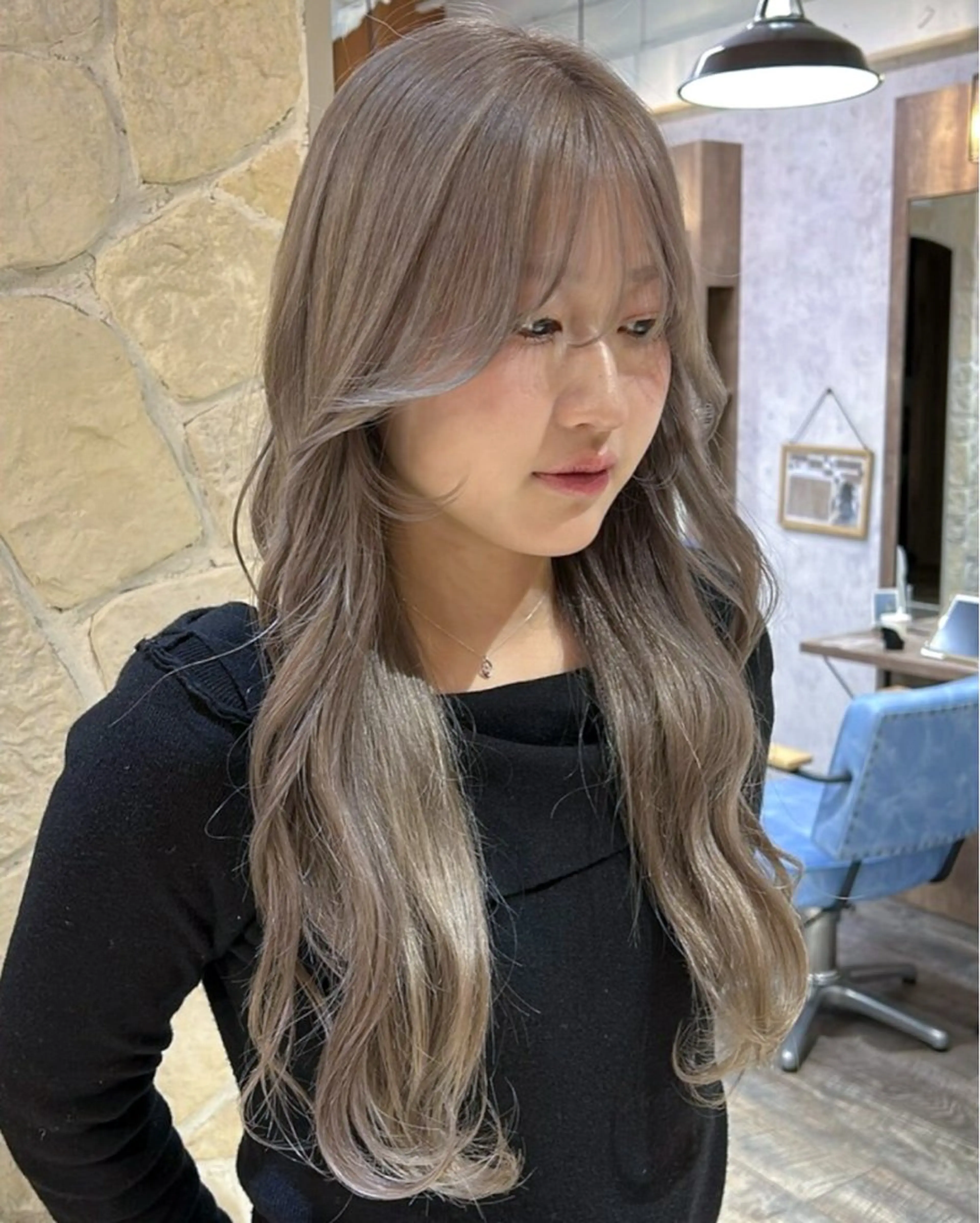 ロング カラー グレージュ 韓国風ヘア レイヤーカット 🐺ིྀ顔周レイヤー /髪質改善🩵aoiのヘアスタイル