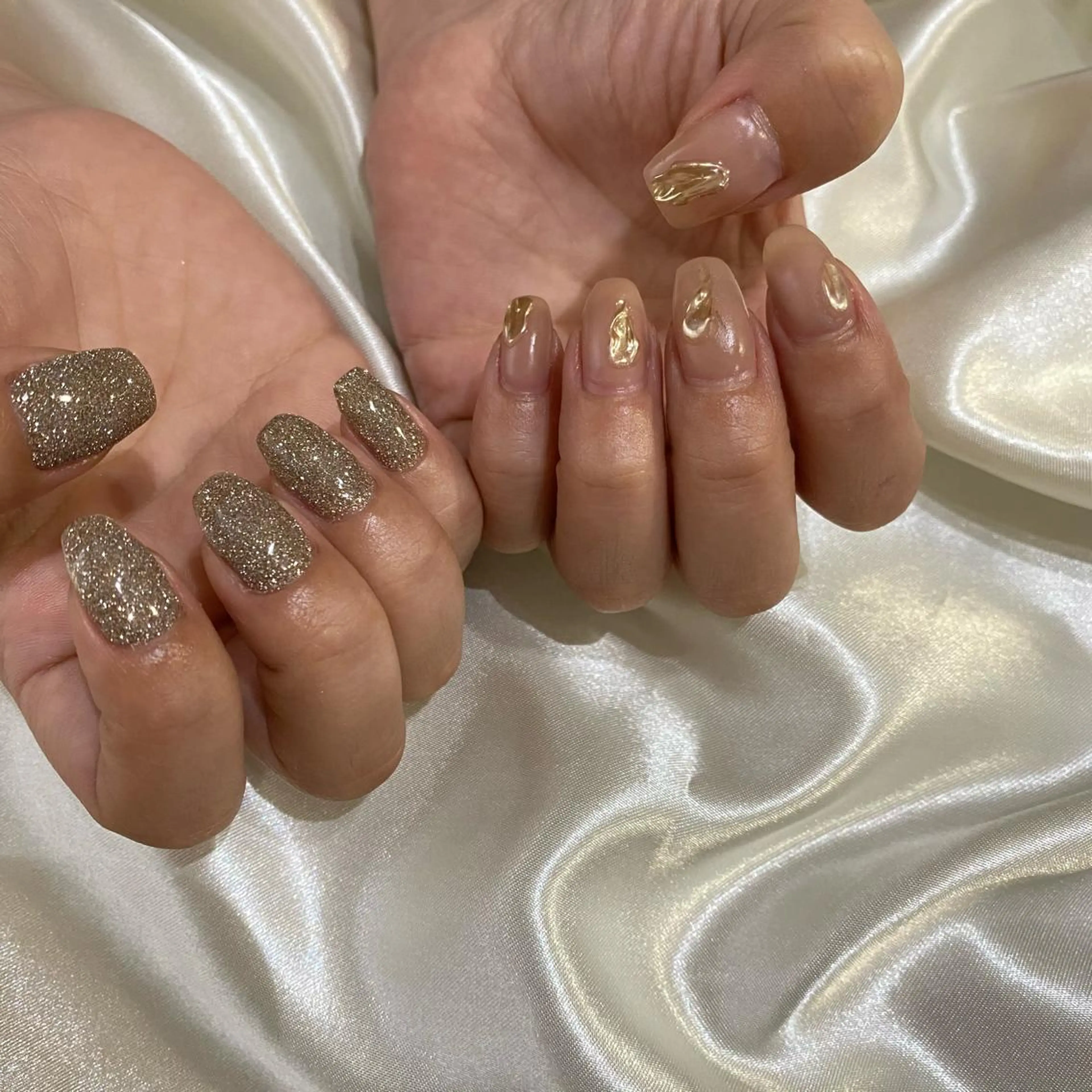 ネイル フラッシュネイル ラメ(グリッター) ハンドネイル 西岡 杏のネイルデザイン