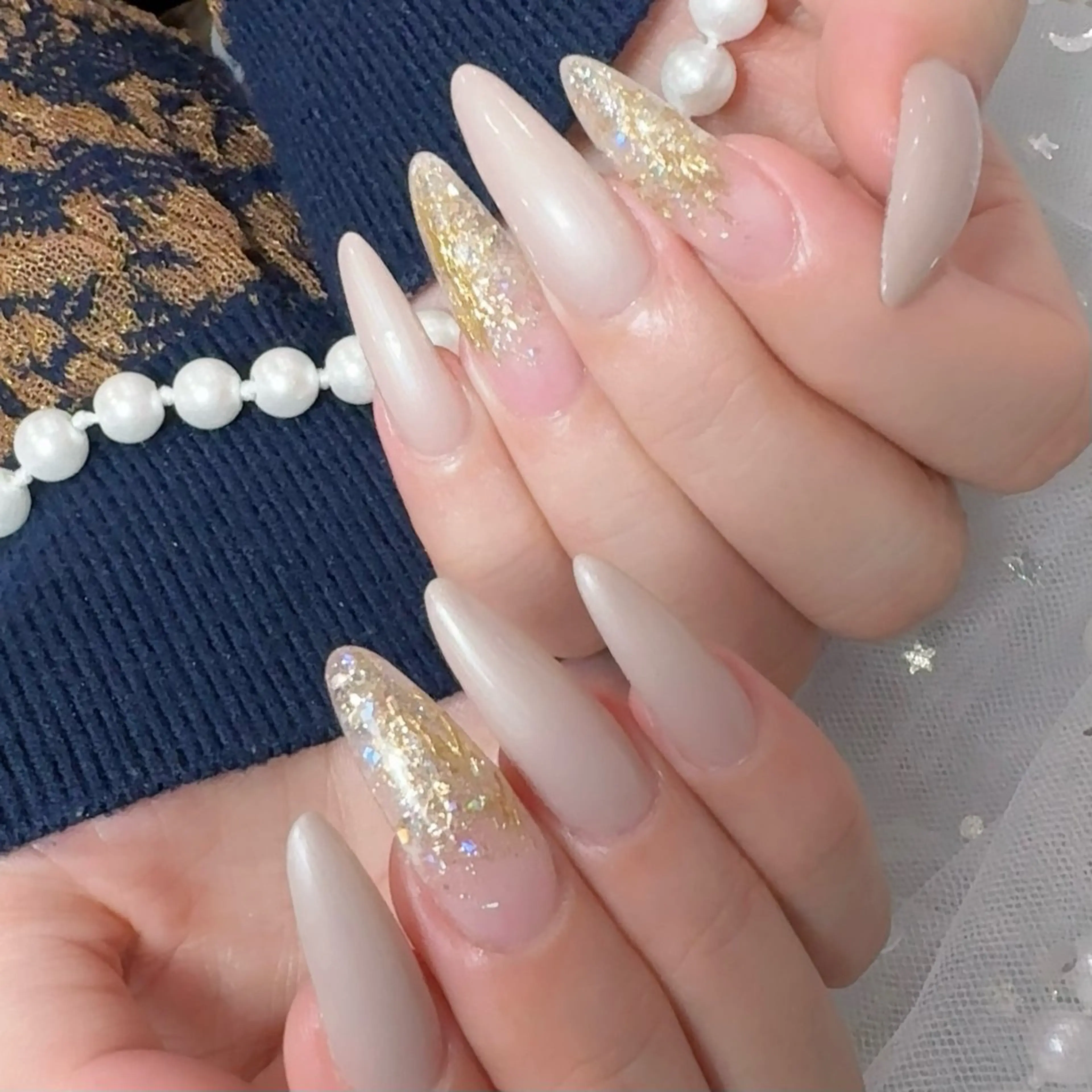 ネイル アートネイル フラッシュネイル フレンチネイル ジェルネイル ガラスフレンチ ハンドネイル You&Me Yukiのネイルデザイン