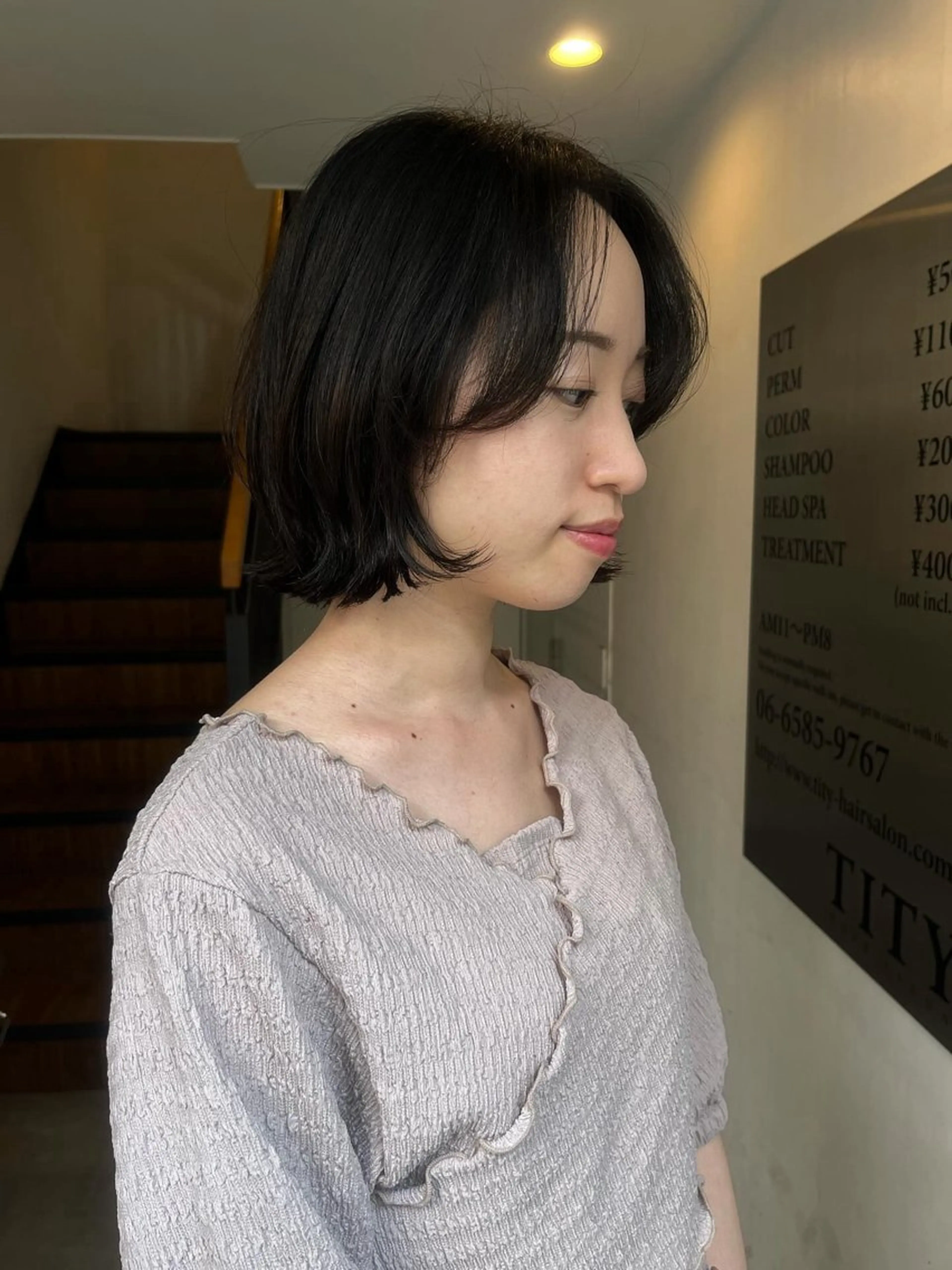 ショート ボブレイヤー ボブ レイヤーカット hen所属・心斎橋/レイヤー/ ブリーチ/モエのヘアスタイル