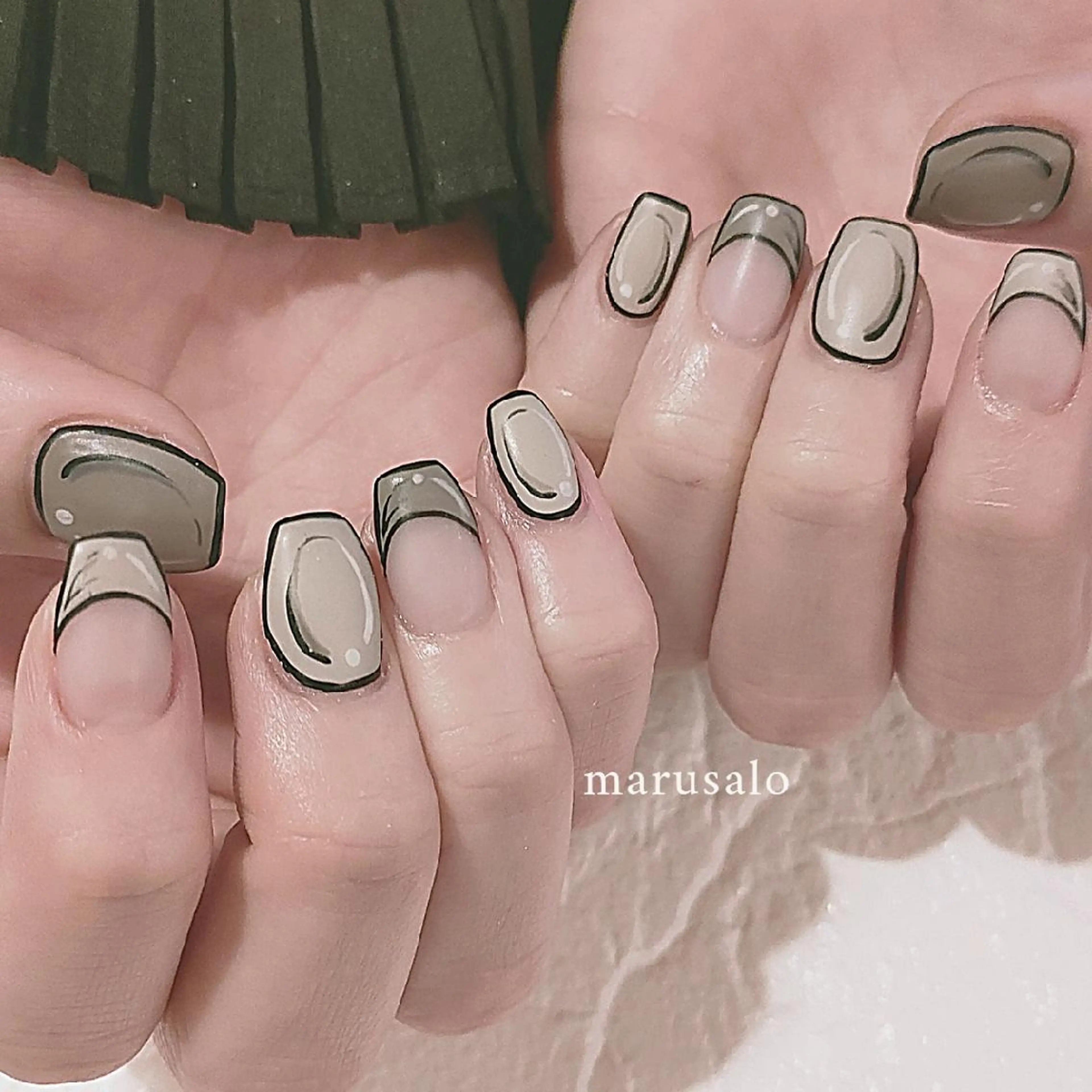 ネイル フレンチネイル マットネイル 冬ネイル ハンドネイル marusalo nailのネイルデザイン