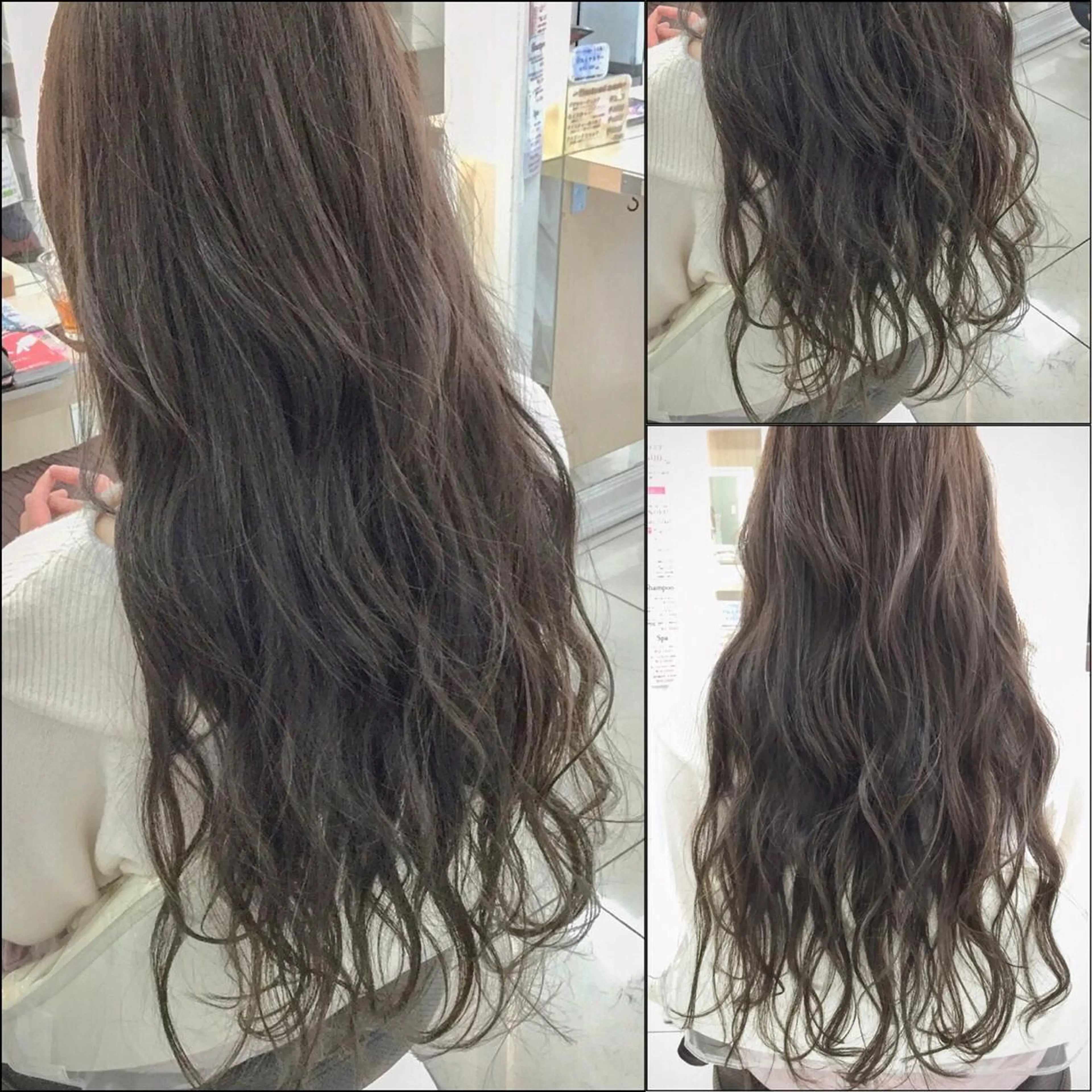 ロング カラー アッシュ バレイヤージュ 黒髪 ブリーチ グラデーションカラー Ash 山田 勇太のヘアスタイル