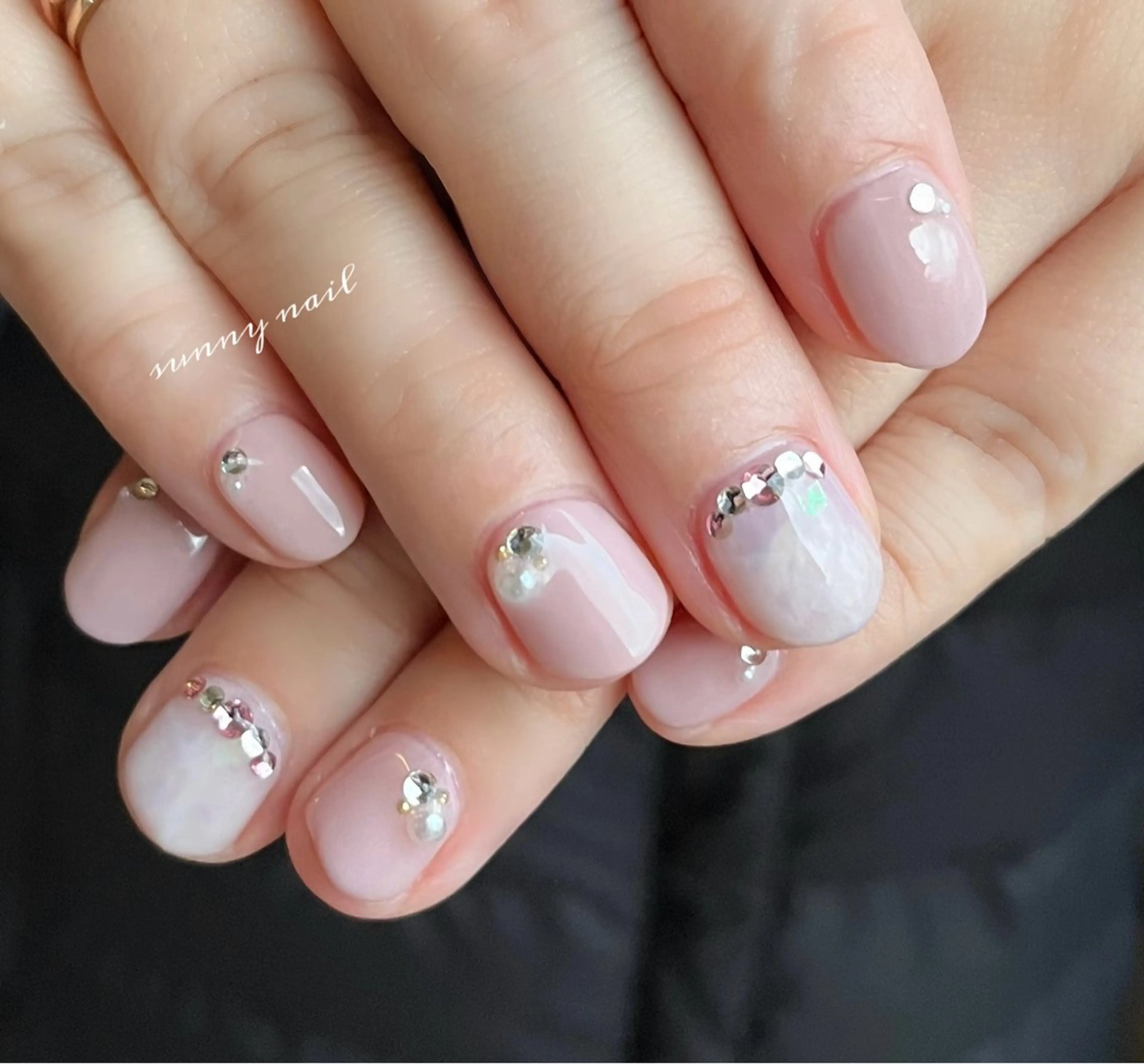 ネイル 大理石ネイル(マーブル) ピンク ピンクベージュ sunny nailのネイルデザイン
