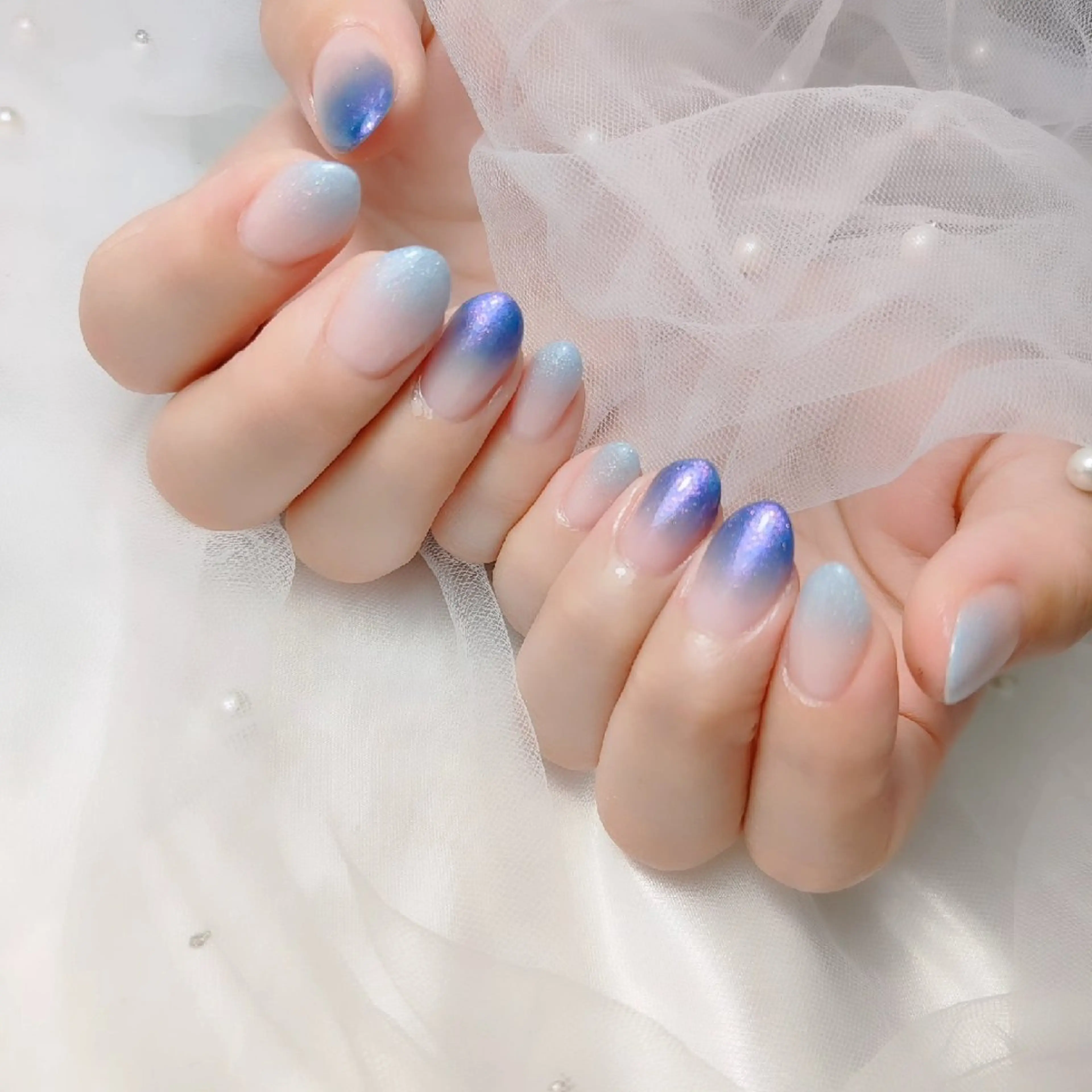 ネイル グラデーション ラメ(グリッター) ラメグラデーション ハンドネイル CLEAR NAILのネイルデザイン