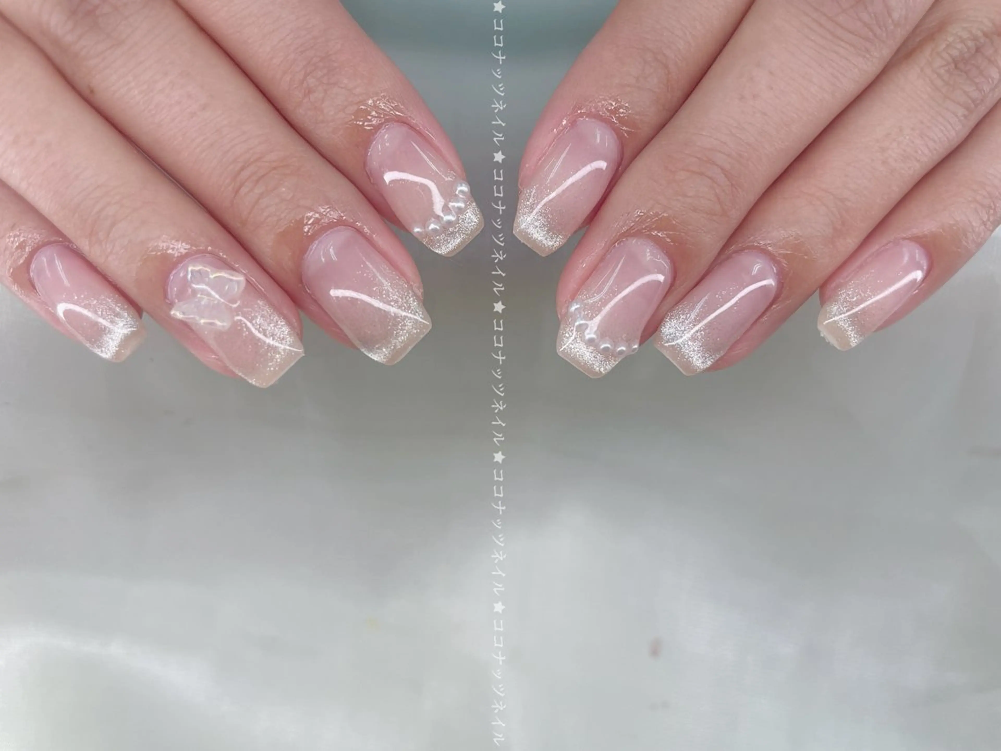 ネイル べっ甲ネイル フレンチネイル キラキラネイル マグネットネイル 大理石ネイル(マーブル) 神田 ココナッツのネイルデザイン