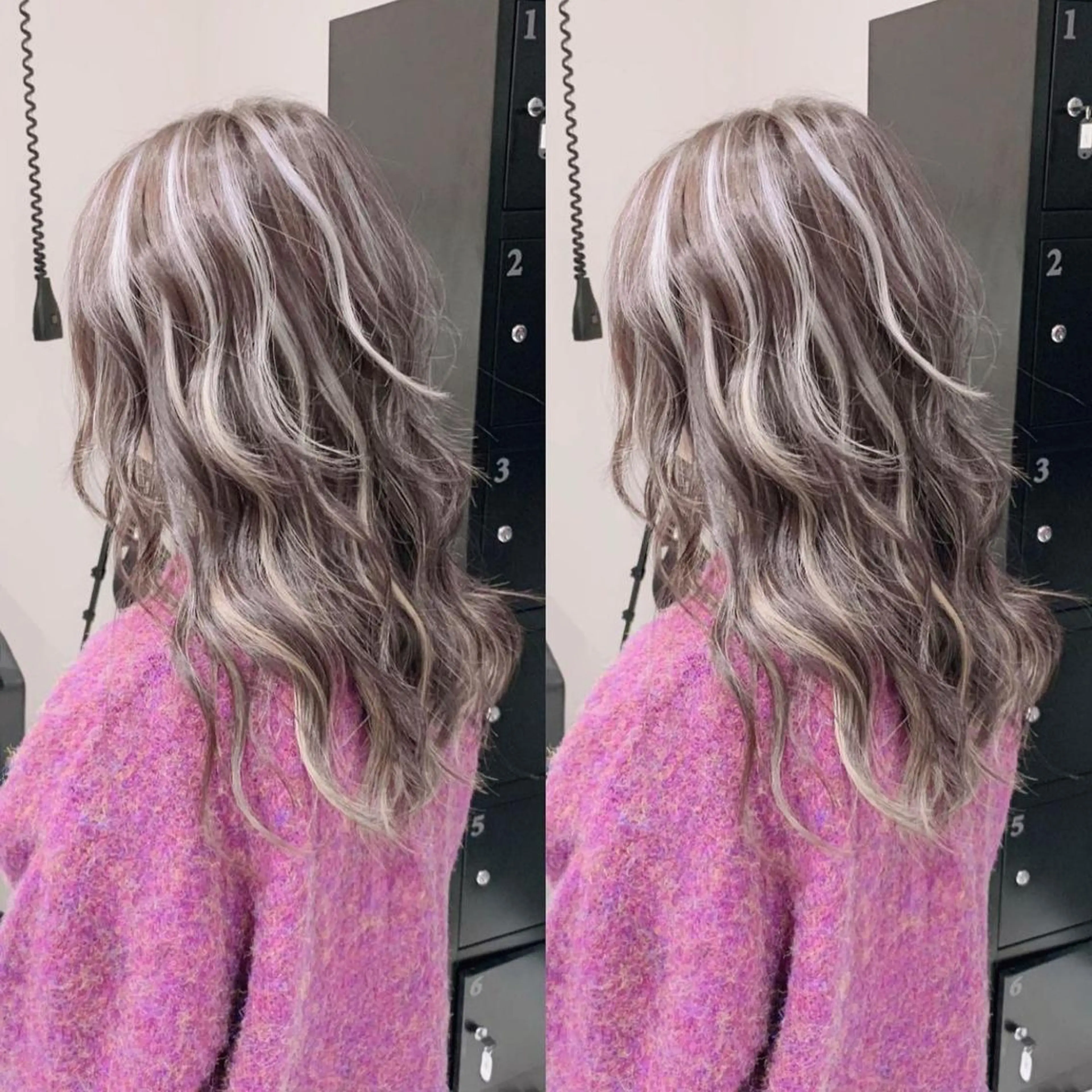 ロング カラー ブリーチ ケアブリーチ ハイライトカラー ハイライト 髪質改善 ヘアカラー オフホワイトアンドなんば所属・福西 洋斗のヘアスタイル