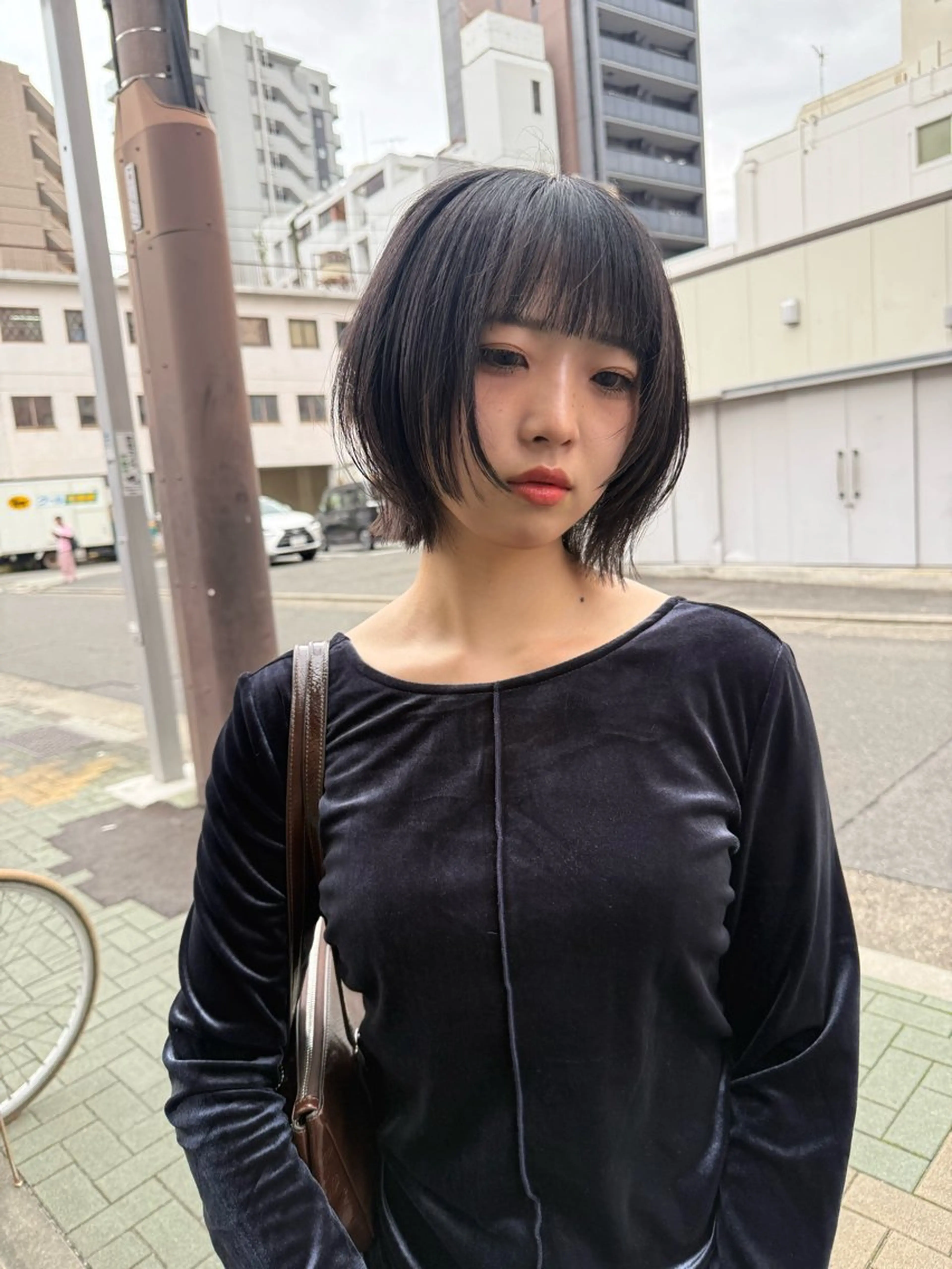 ミディアム カラー ボブレイヤー ボブ レイヤーカット ヘアカラー 舟橋耀/ブリーチカラ ー/レイヤーカットのヘアスタイル