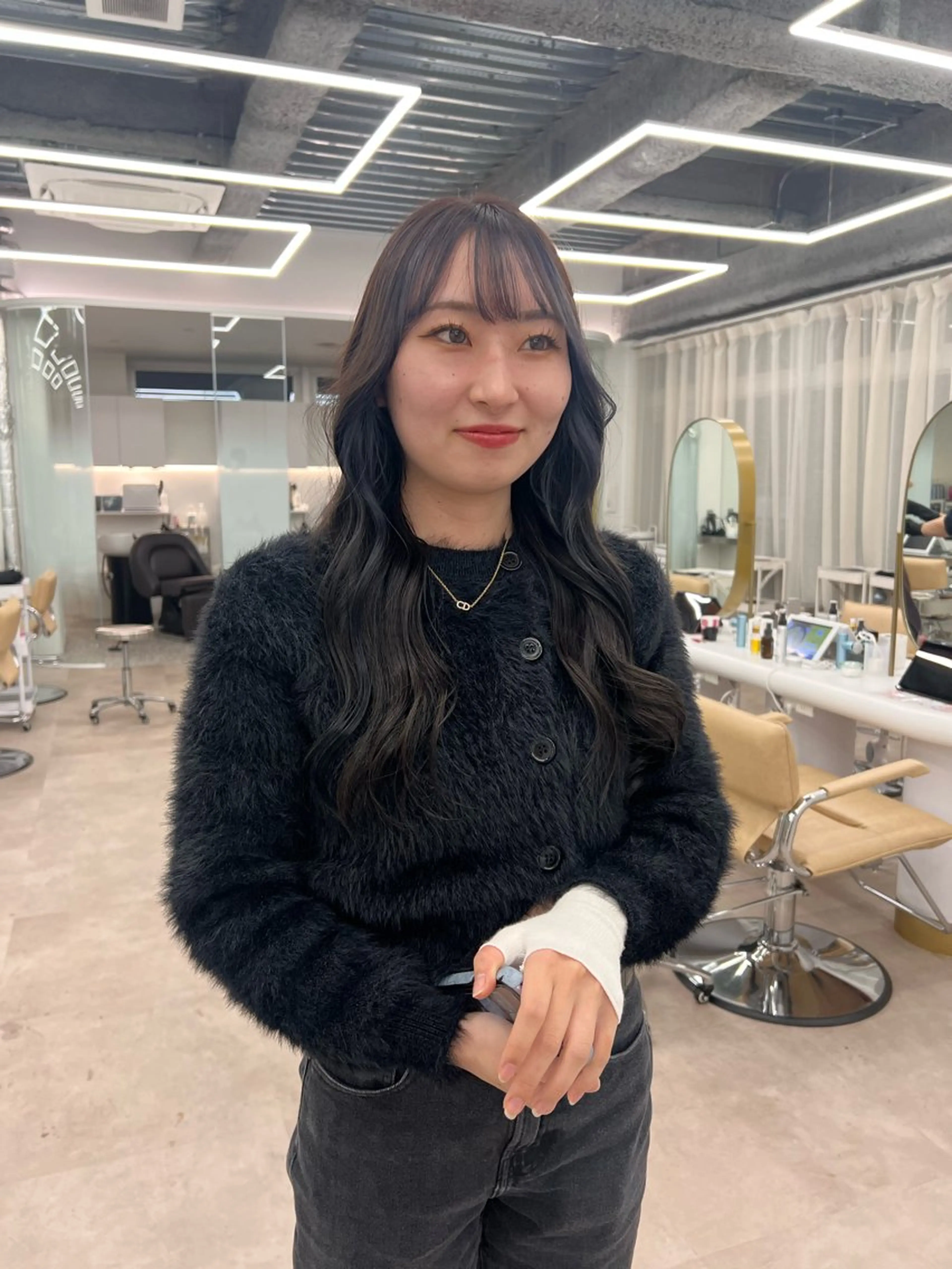 ロング カラー ブルーカラー ネイビーカラー ヘアカラー ✨ブリーチ/顔周り レイヤー¦YUKA✨のヘアスタイル