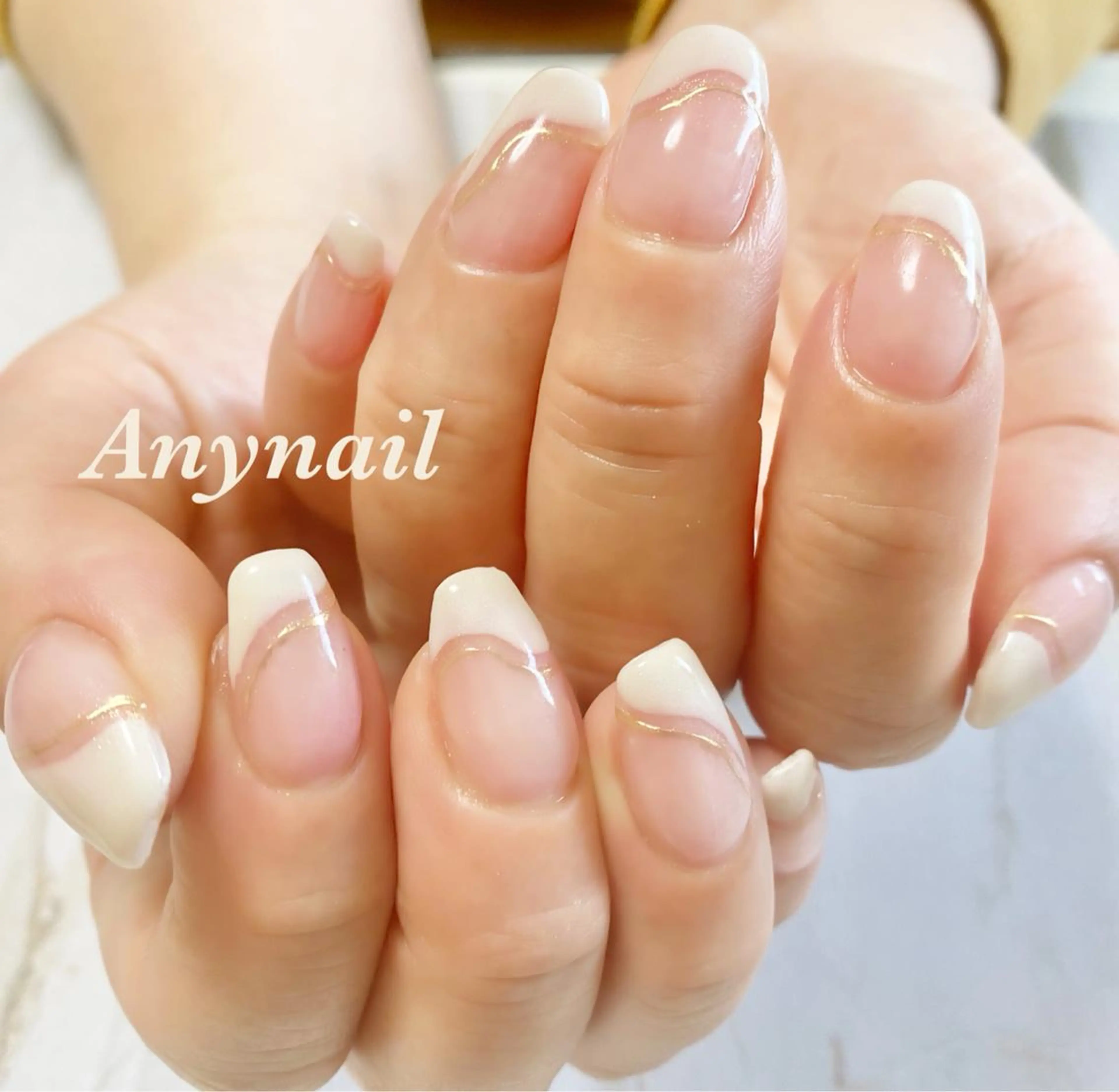 ネイル アートネイル ブルー フレンチネイル ミラーネイル ハンドネイル 岩澤 恵子のネイルデザイン