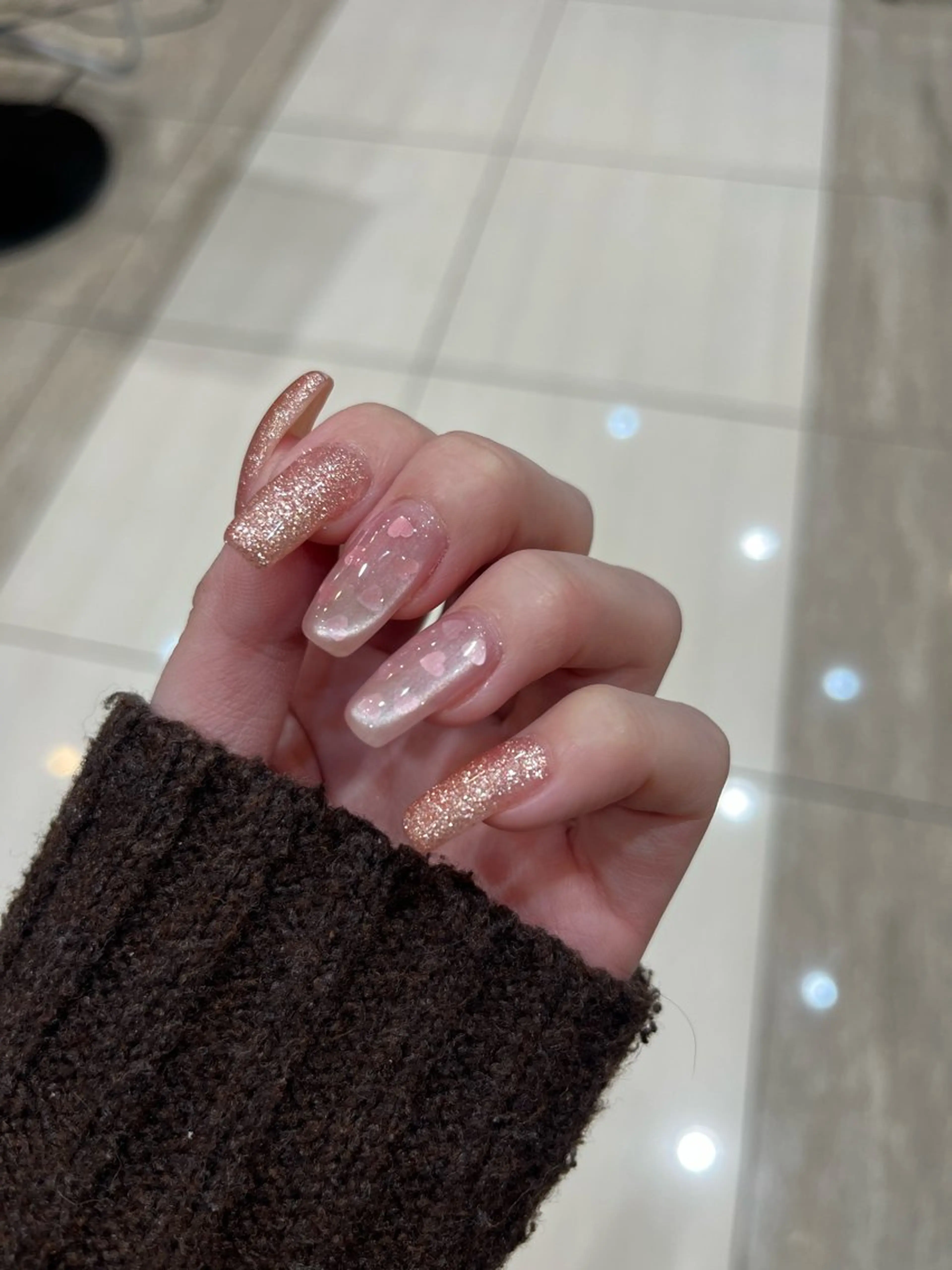 ネイル ハート 氷ネイル・うるうるネイル ハンドネイル arl nail💅yuriのネイルデザイン