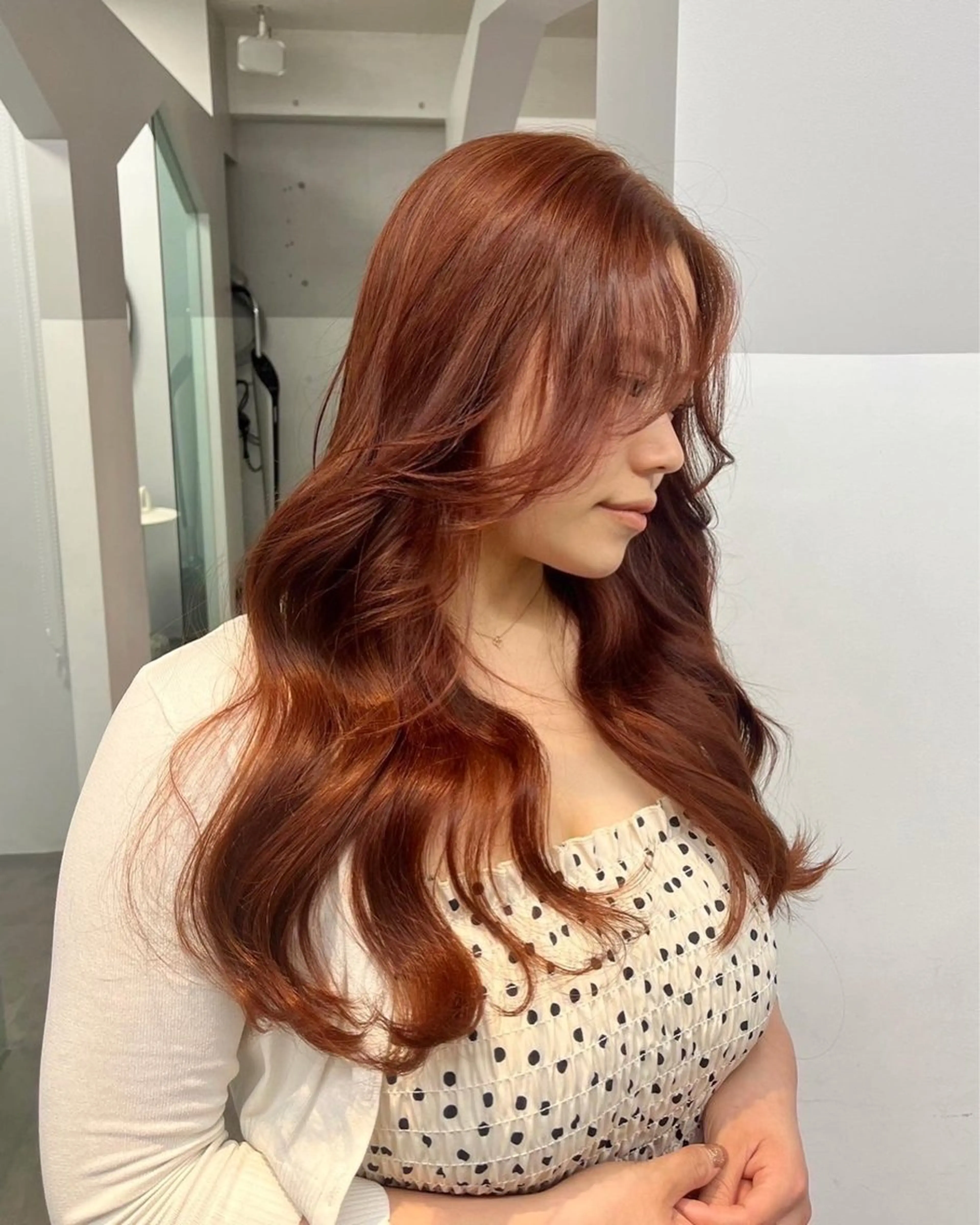 ロング カラー ブリーチ ブリーチなしカラー オレンジ ayaka♡ 柔らかカラーのヘアスタイル