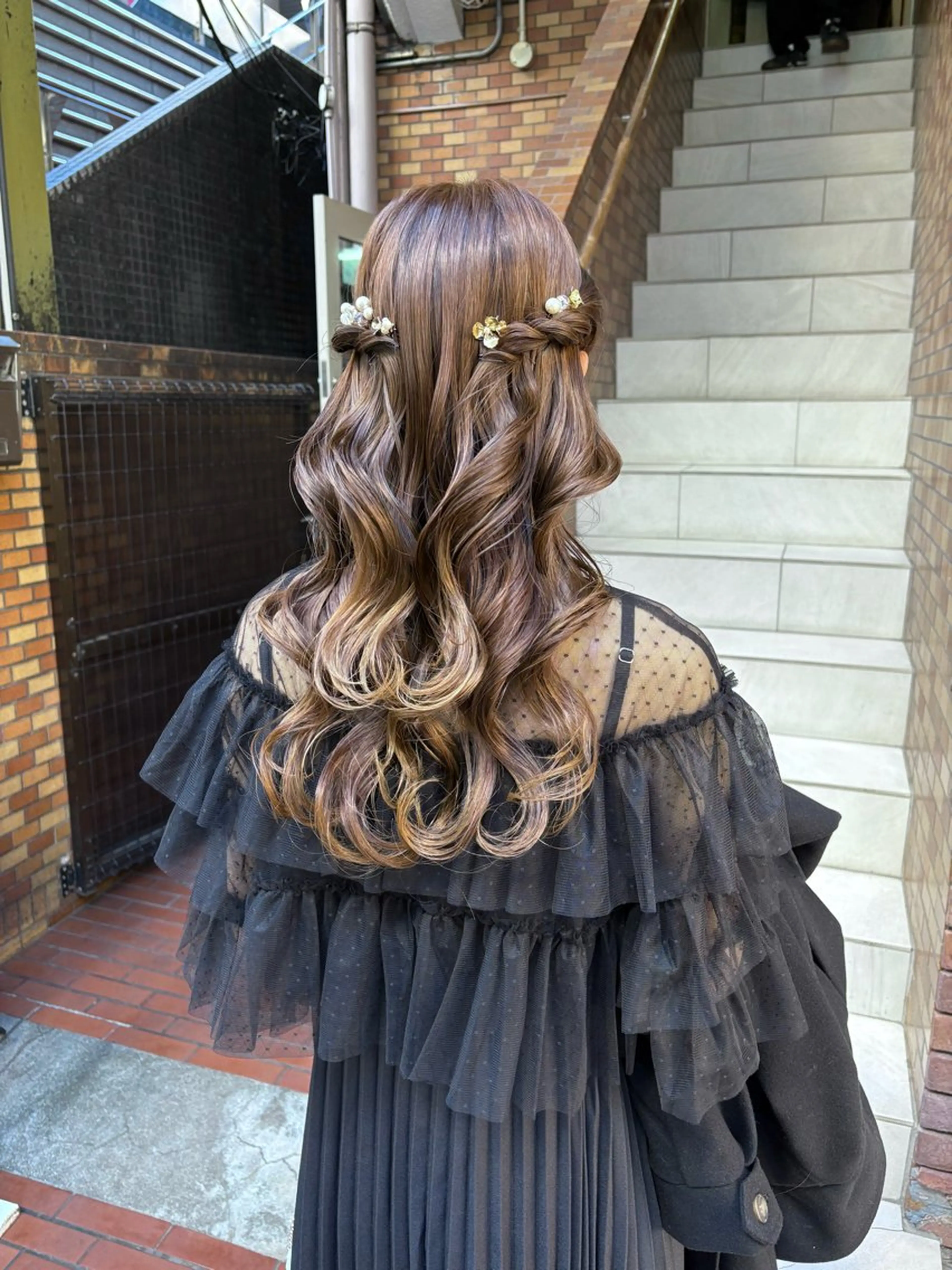 セミロング カラー ヘアアレンジ ヘアセット ハイトーンピンク🍑 ブリーチ🍑RINAのヘアスタイル