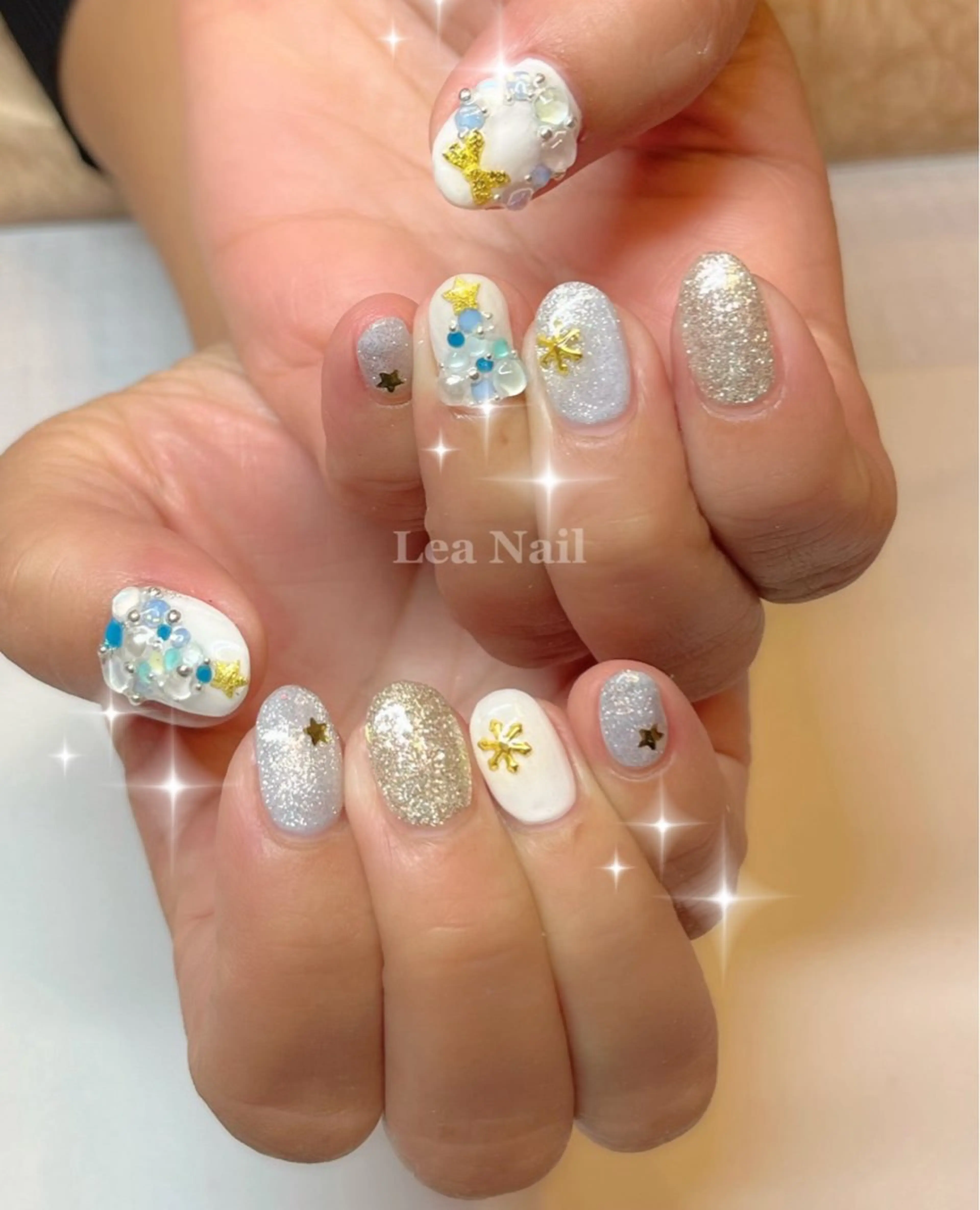 ネイル ブルー 冬ネイル クリスマス Lea Nailのネイルデザイン