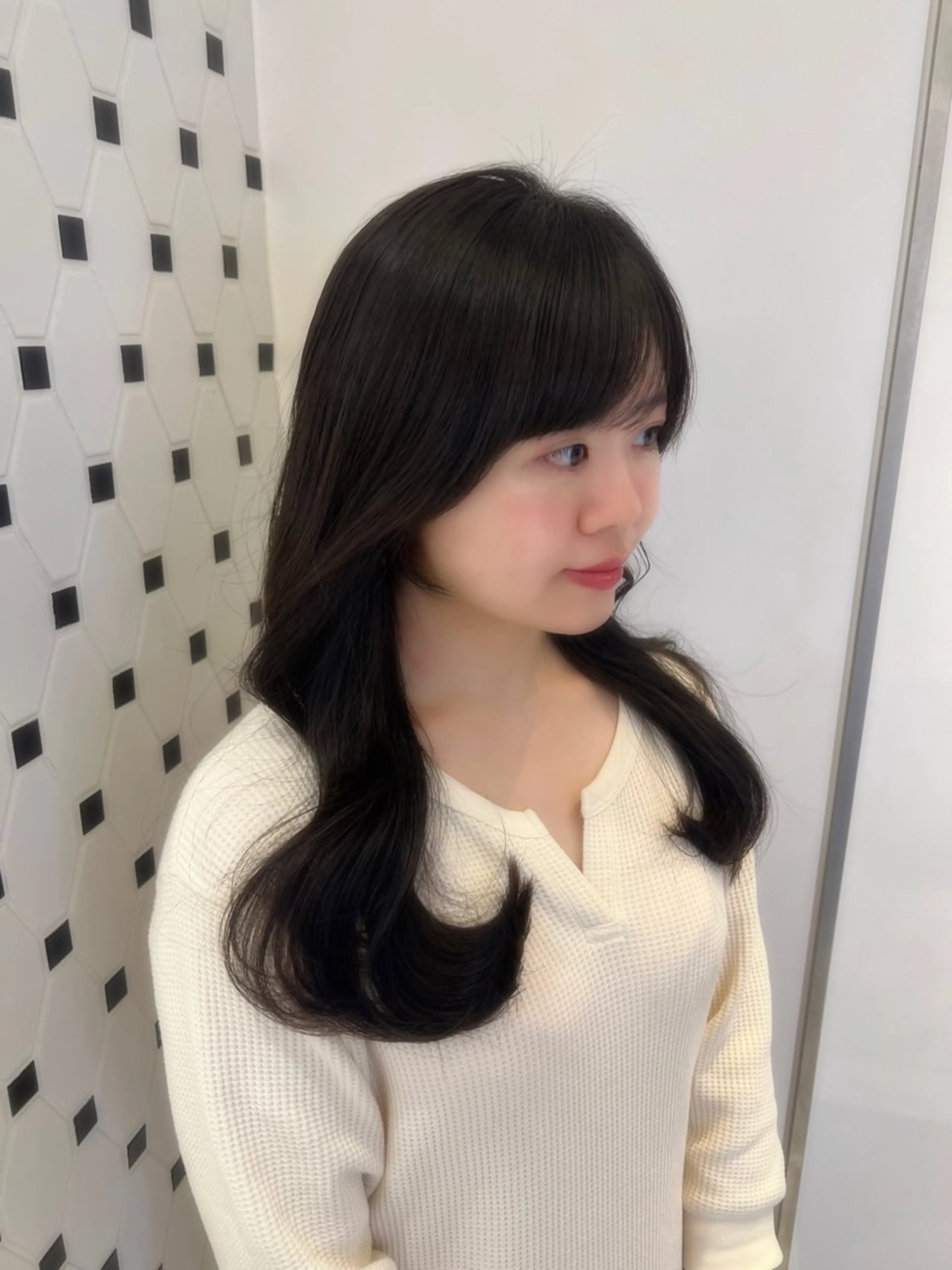 ロング カラー ヘアアレンジ カット ヘアカラー 顔周り/透明感/銀座 🩵りのせのヘアスタイル