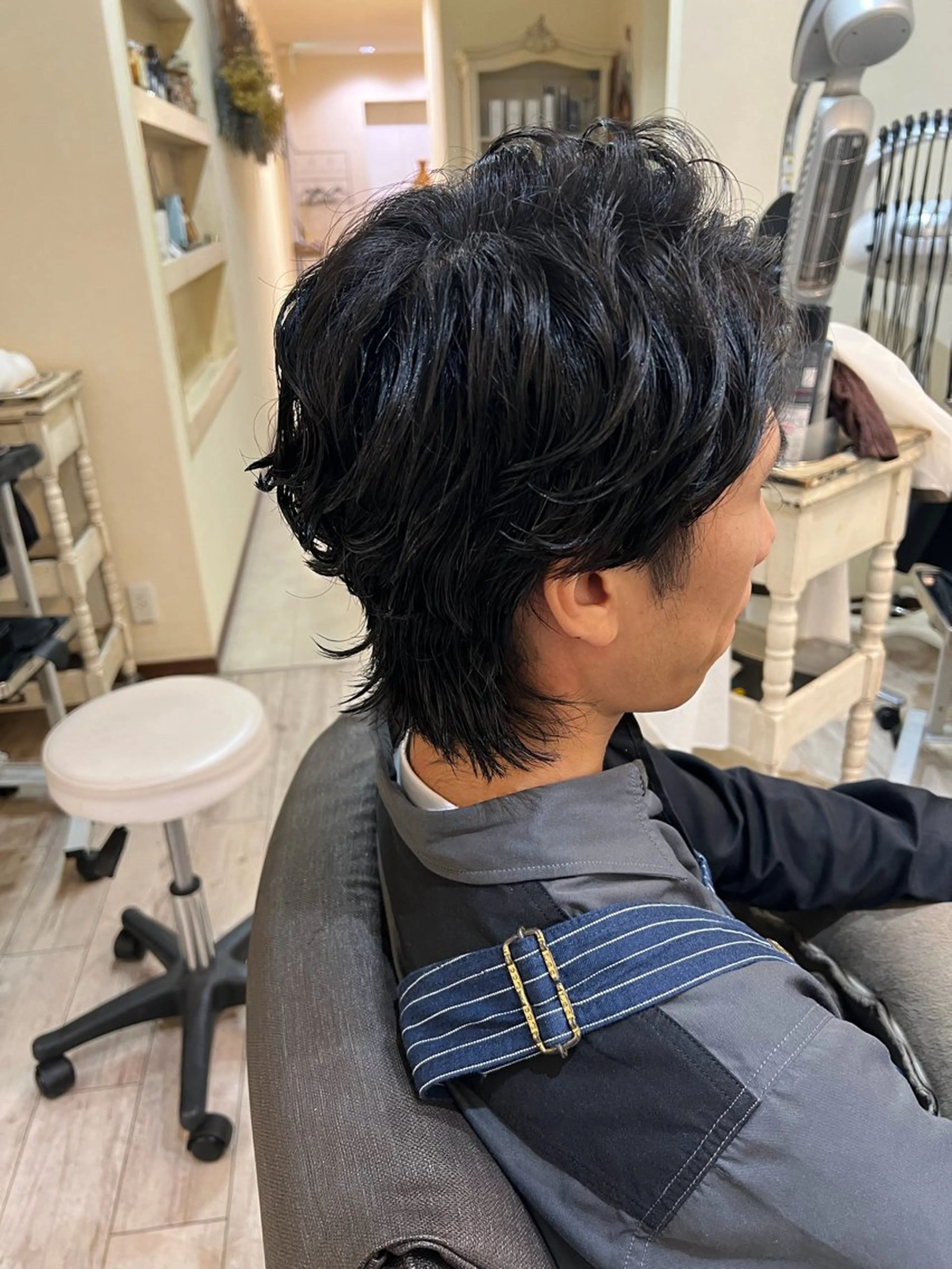 パーマ メンズ メンズパーマ メンズウルフカット ウルフカット jurerbelle RIHOのヘアスタイル