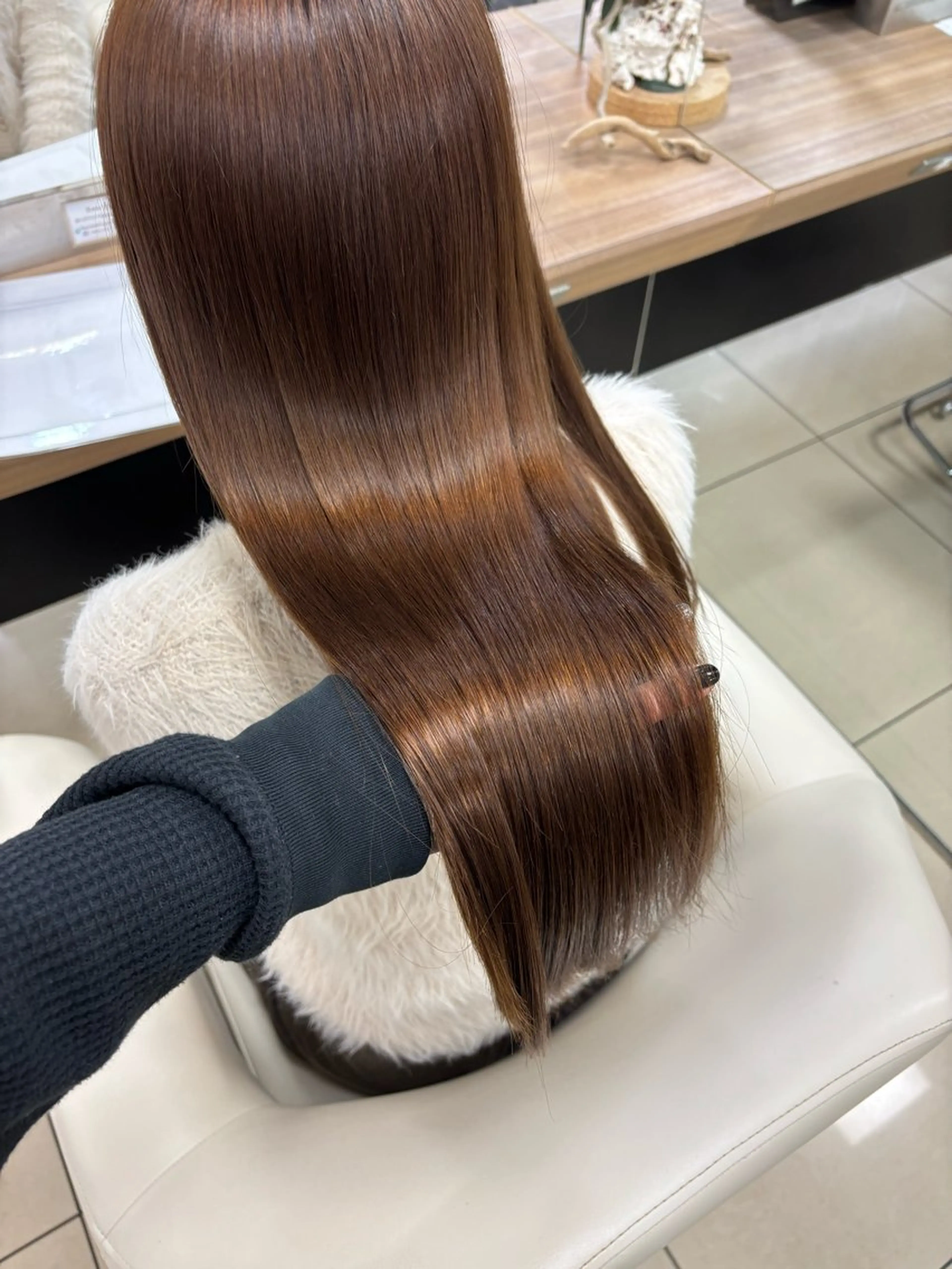 ロング パーマ 髪質改善 縮毛矯正 トリートメント 酸性ストレート ストレートパーマ 髪質改善/暗髪カラー ヘアアレンジ/ｽﾐﾚのヘアスタイル