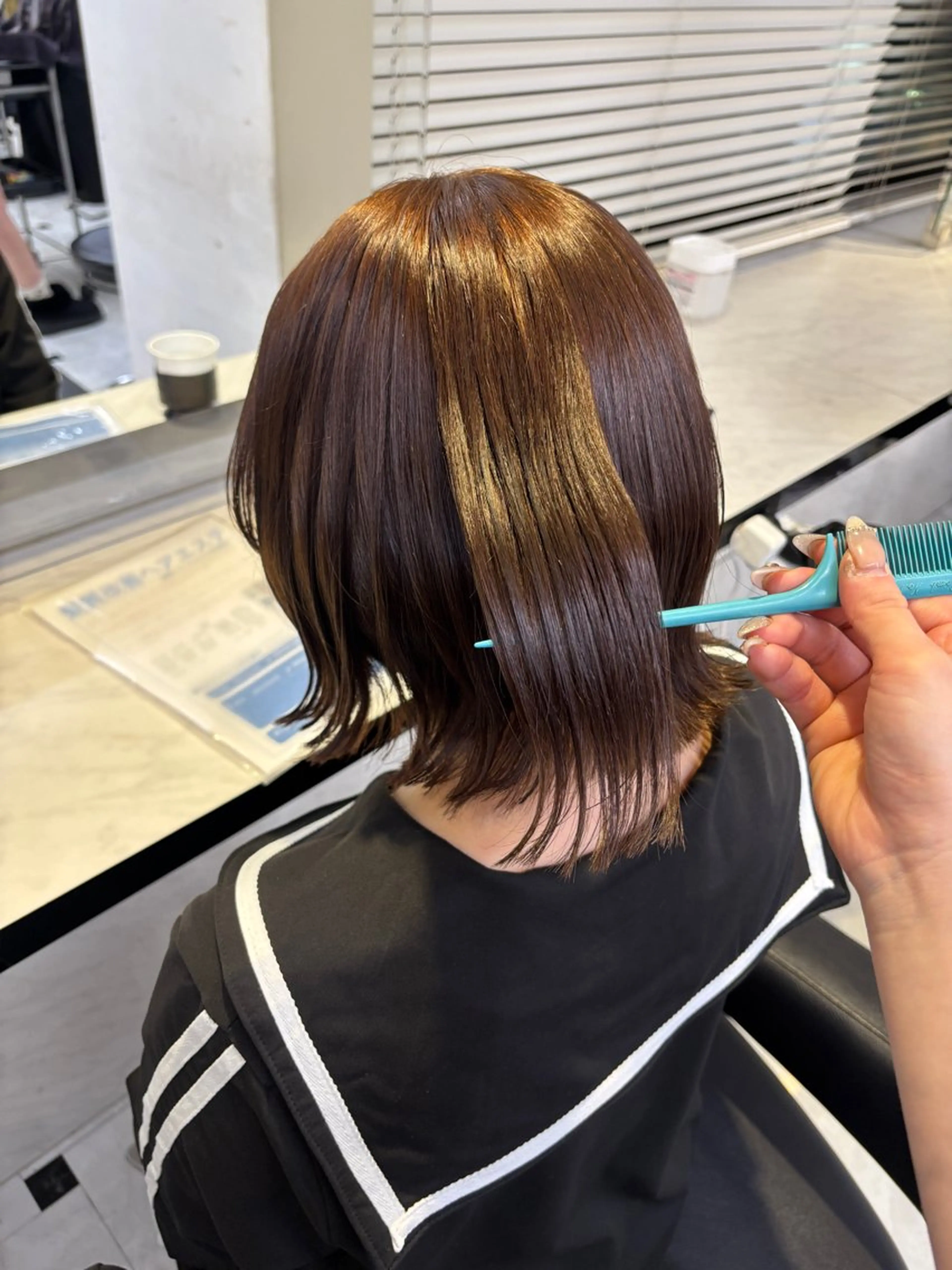 ミディアム カラー ブリーチ ブラウンカラー ダブルカラー ブリーチなしカラー ヘアカラー 💙ハイトーン韓国風 色白ヘア💙manaのヘアスタイル