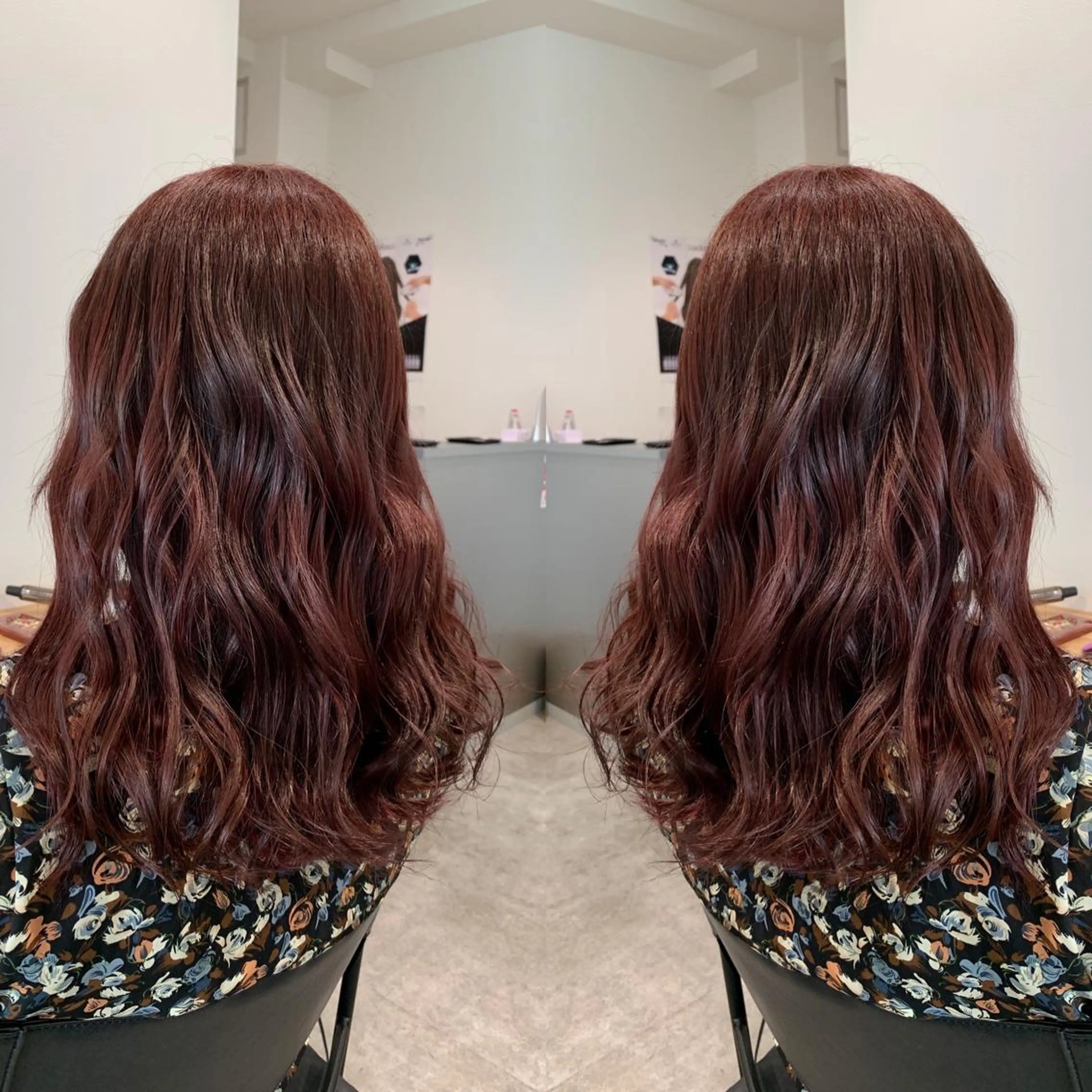 セミロング カラー アッシュ バレイヤージュ ベージュカラー ブロンド ブルーカラー レイヤーカット/ 艶カラー/RYOMAのヘアスタイル