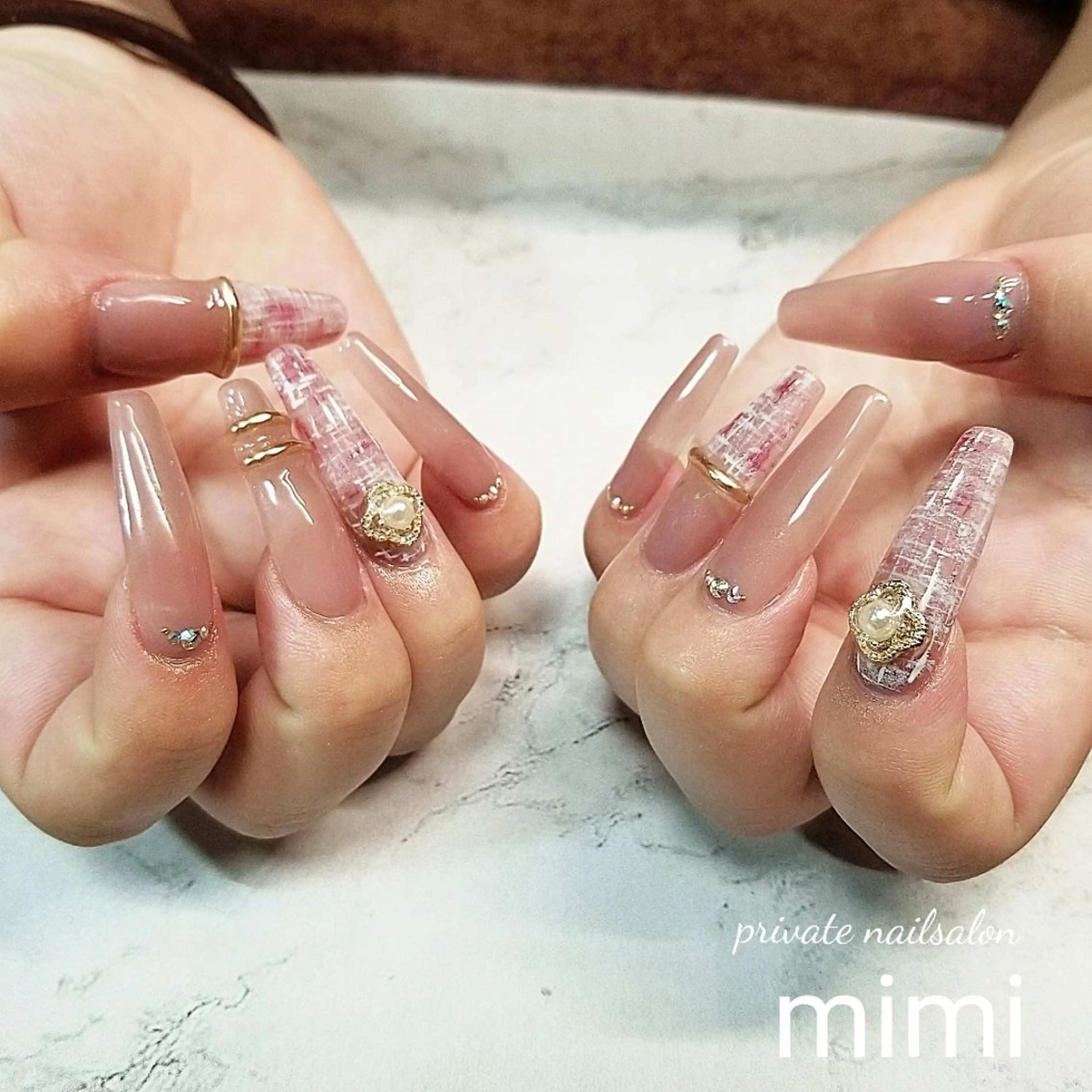 ネイル ピンク ピンクベージュ ハンドネイル 博多ネイル ｍｉｍｉのネイルデザイン