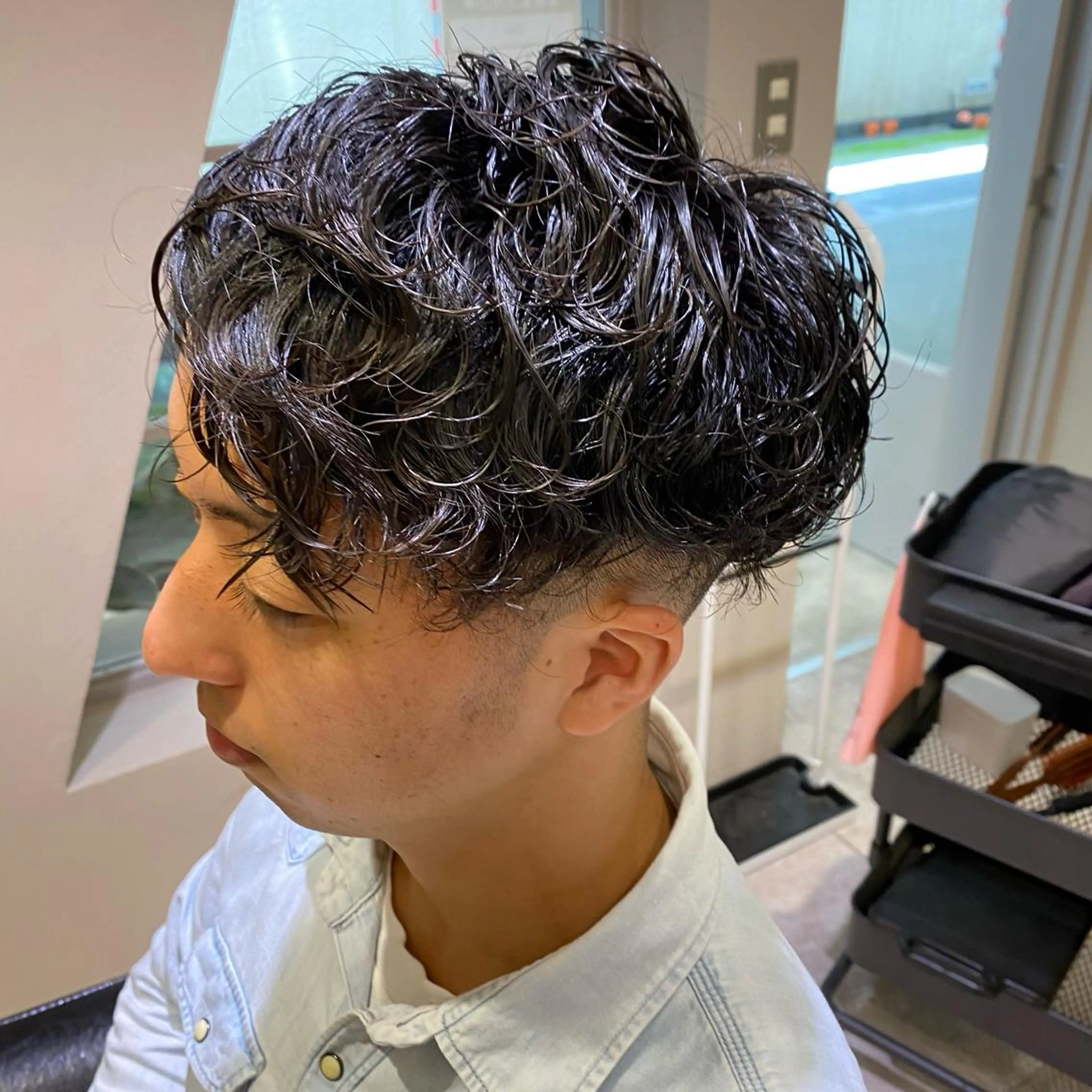 ショート パーマ メンズ フェードカット メンズパーマ 上石神井メンズパーマ 飯田徹のヘアスタイル