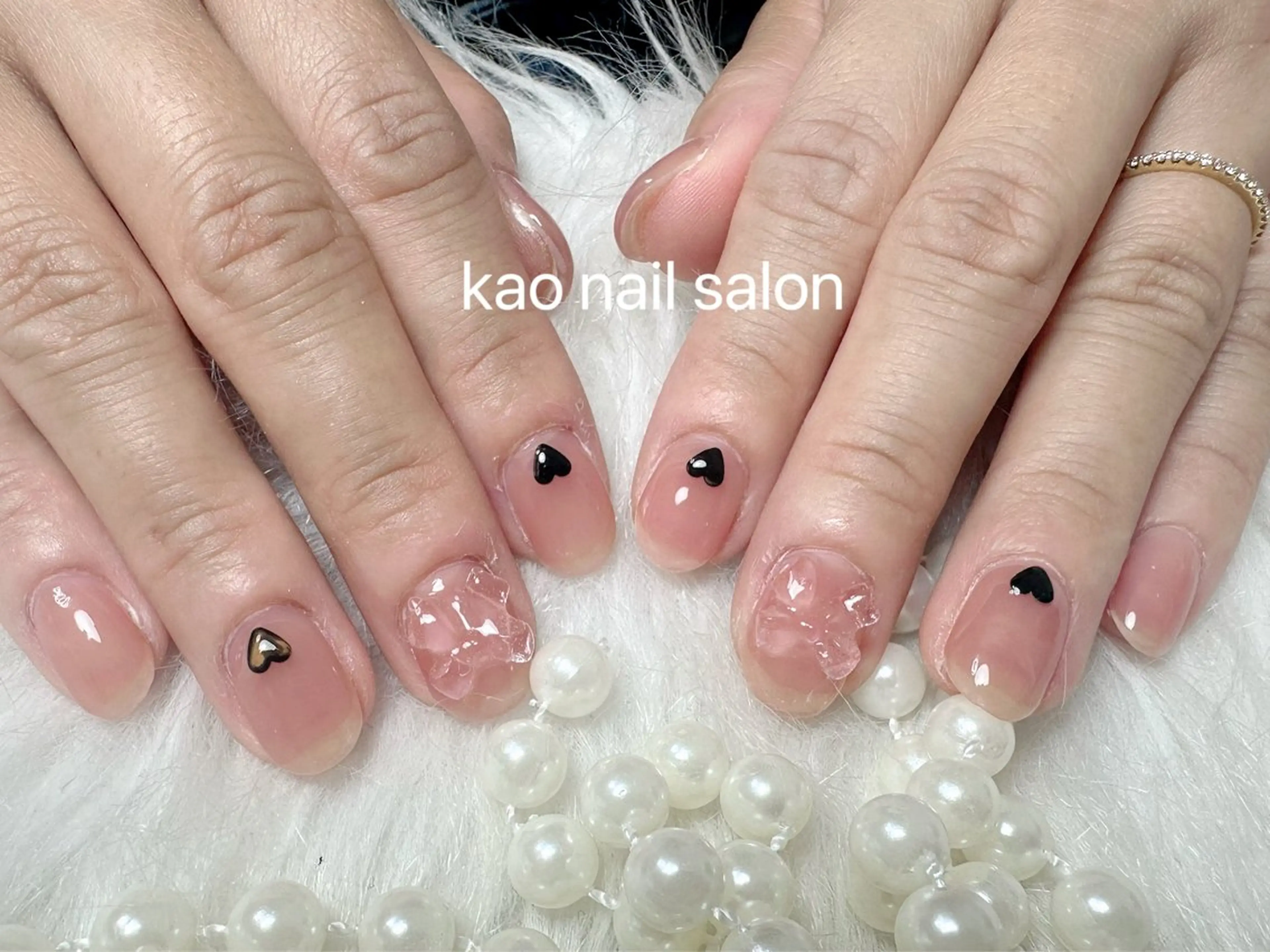 ネイル チークネイル 長さ出し フレンチネイル ジェルネイル ガラスフレンチ ハンドネイル kao nail マグネット/長さだしのネイルデザイン