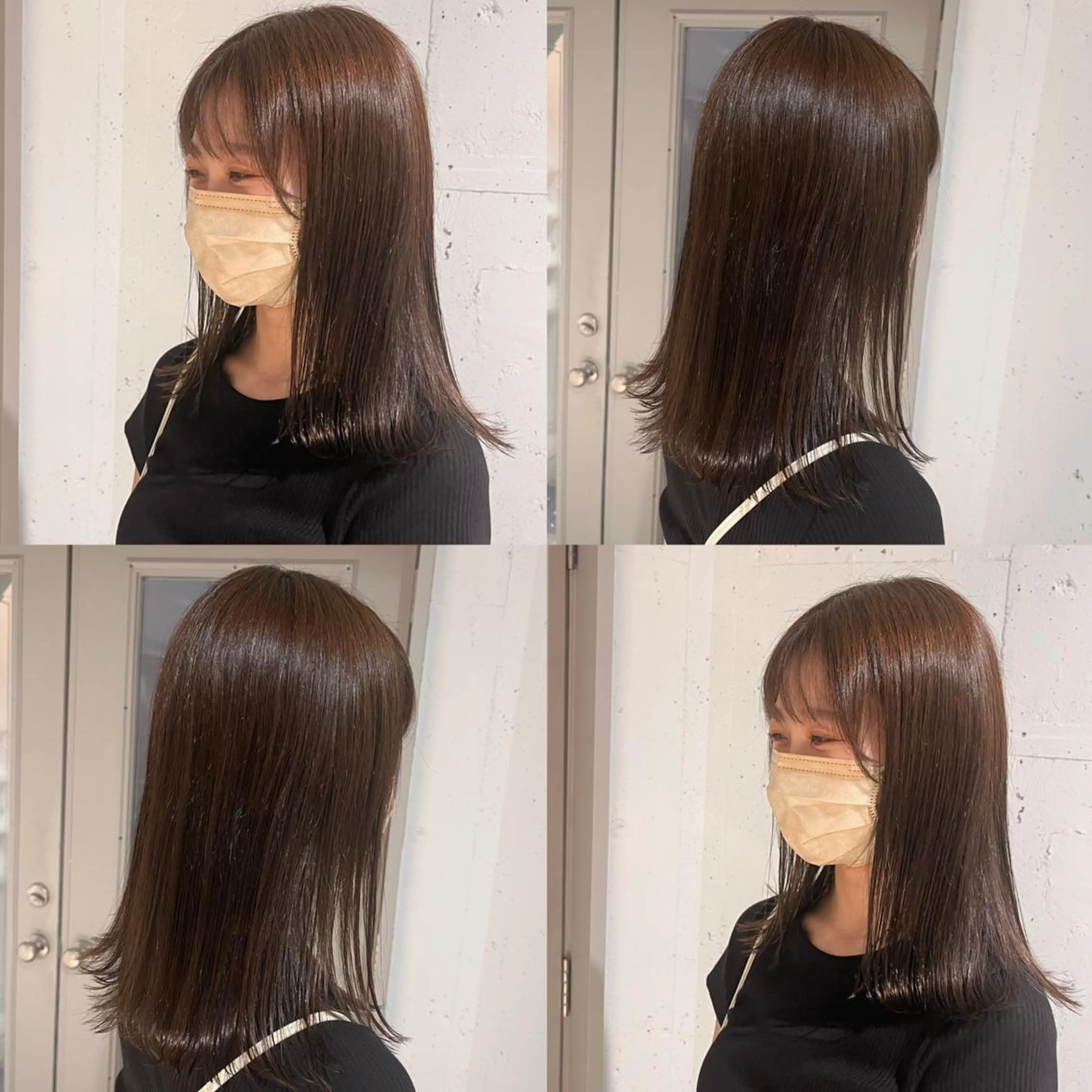 ミディアム カラー ベージュカラー ブラウンカラー ブラウンベージュ ミルクティーブラウン カット ヘアカラー トリートメント ヘッドスパ ヘアセット カジュアルを女っぽく 𝗮𝘆𝗮𝗰𝗼のヘアスタイル