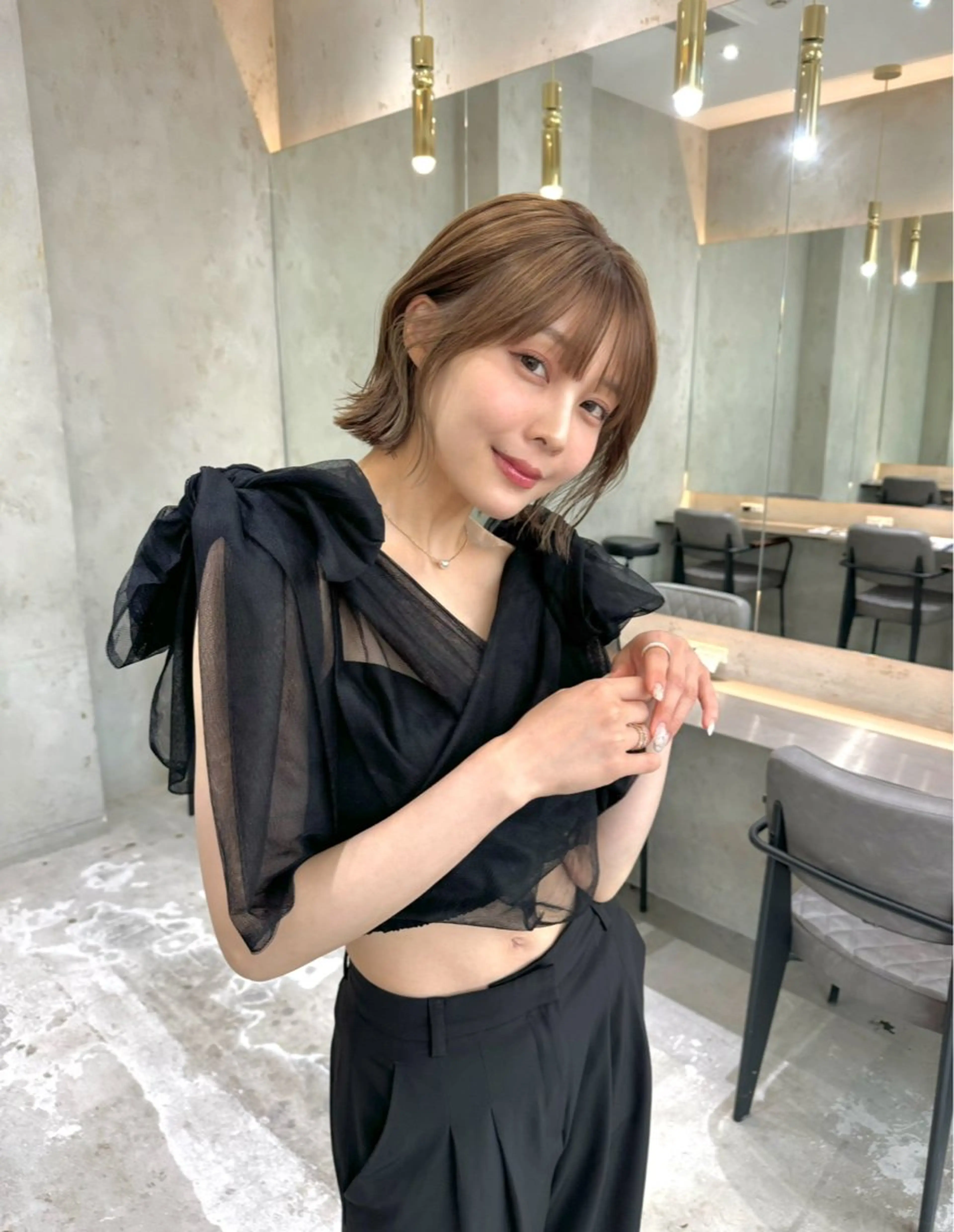 ショート カラー 莉乃/縮毛矯正/髪質 改善/艶カラーのヘアスタイル