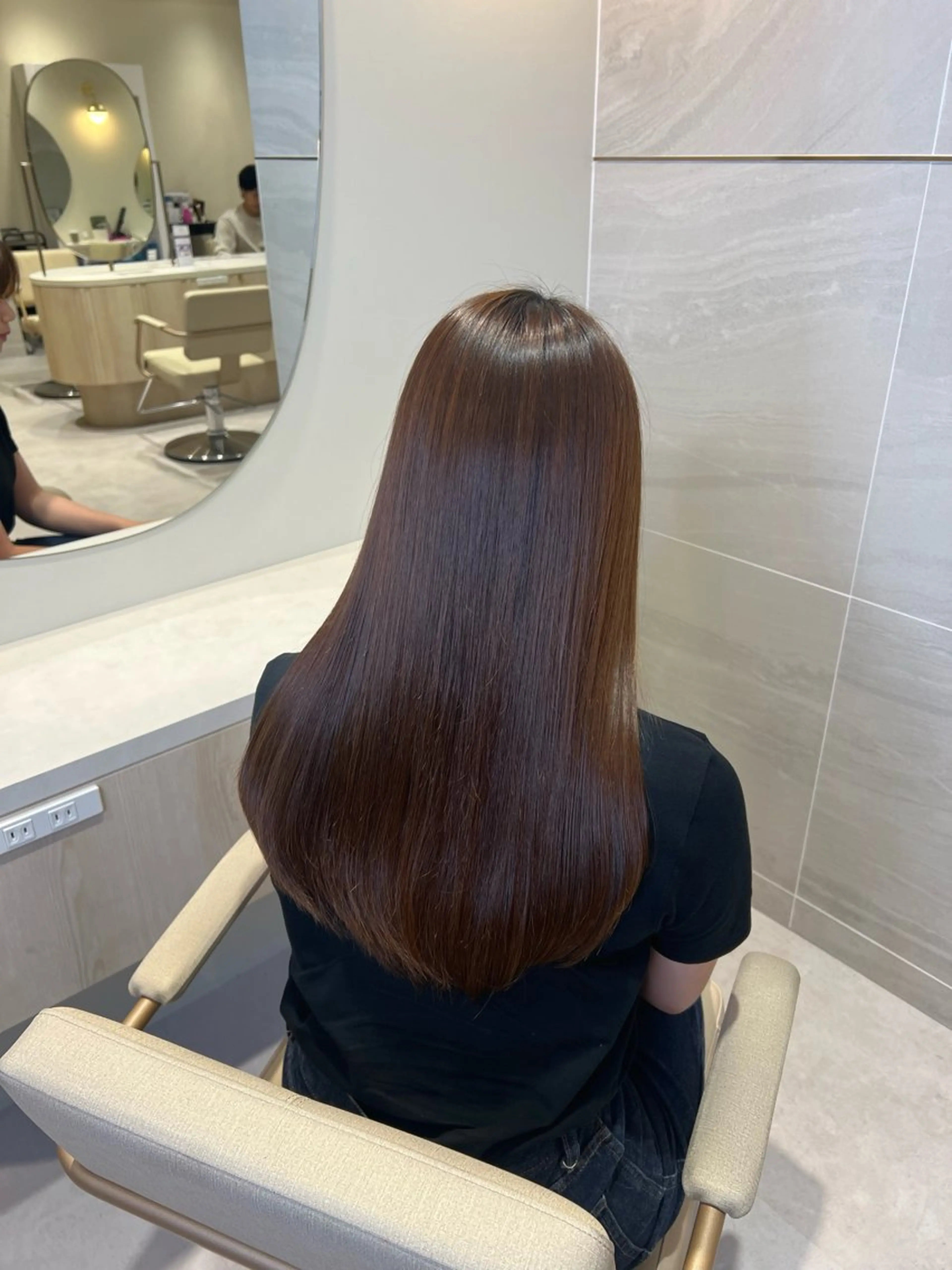 ロング パーマ 縮毛矯正 ストレートパーマ カット無料｜レイヤー カット｜韓国モテへアのヘアスタイル