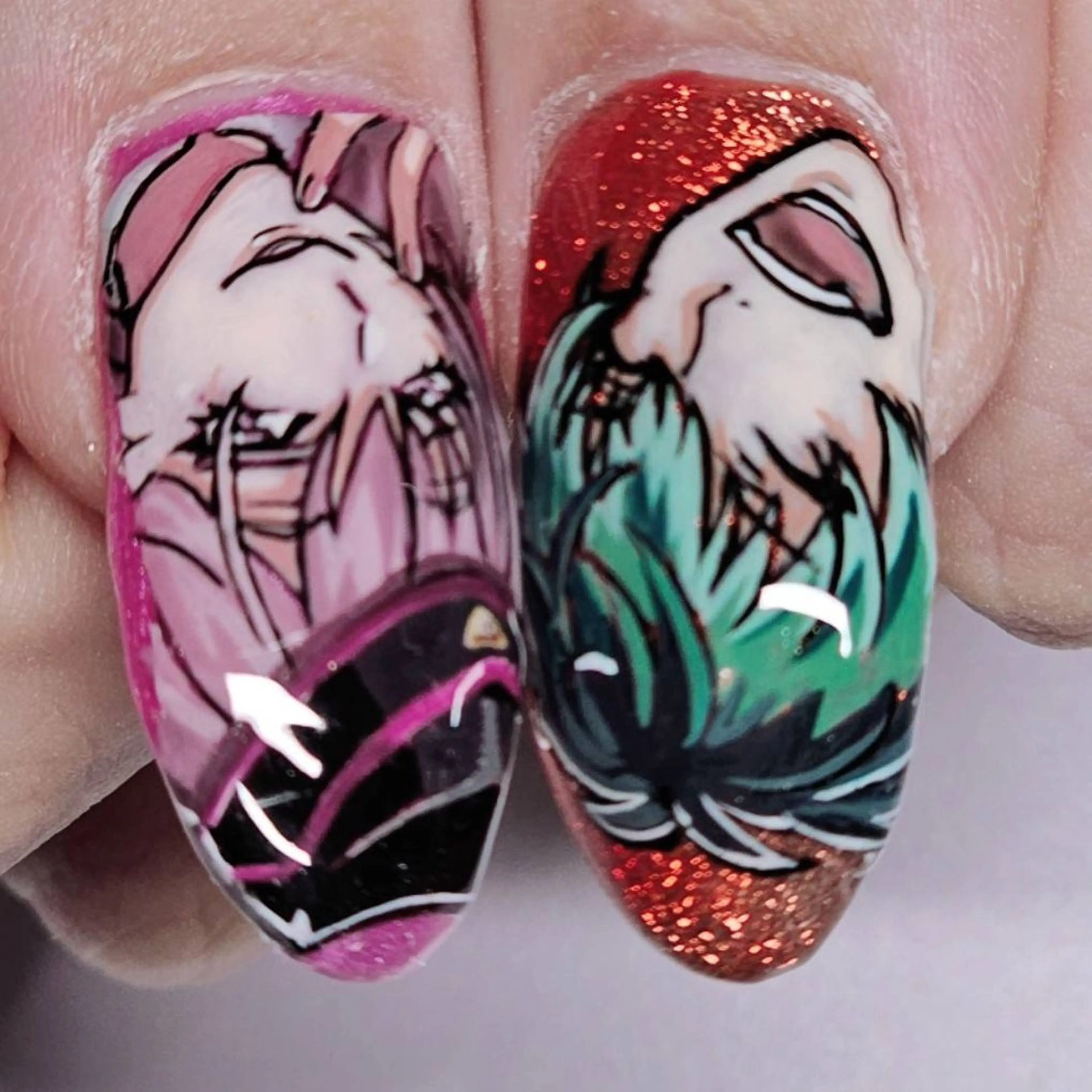 ネイル アートネイル マグネットネイル オレンジ ピンク ハンドネイル よしだ ひろきのネイルデザイン